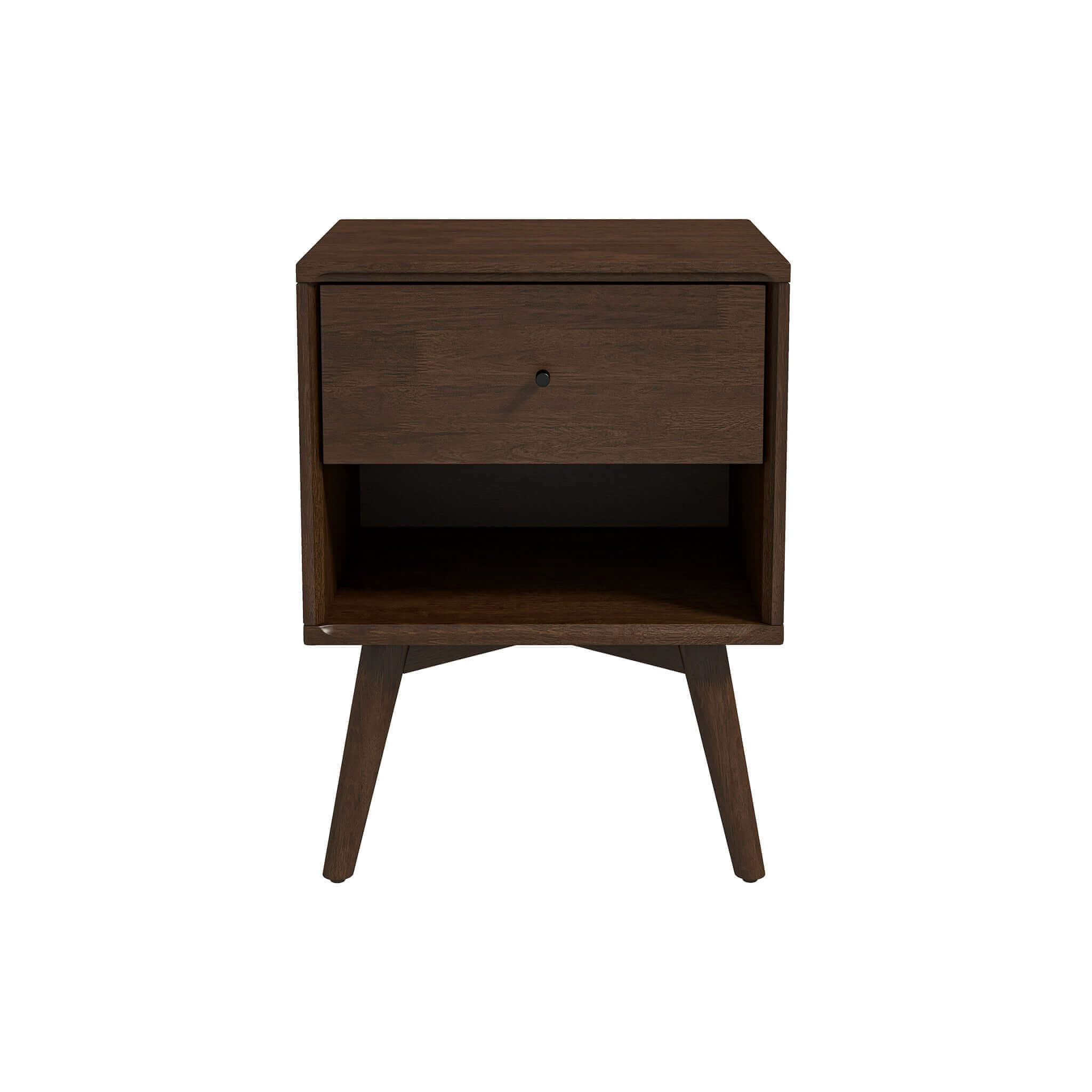 Luca Modern Walnut Nightstand – Solid Wood Bedside Table with Drawer - New York Modern Furniture