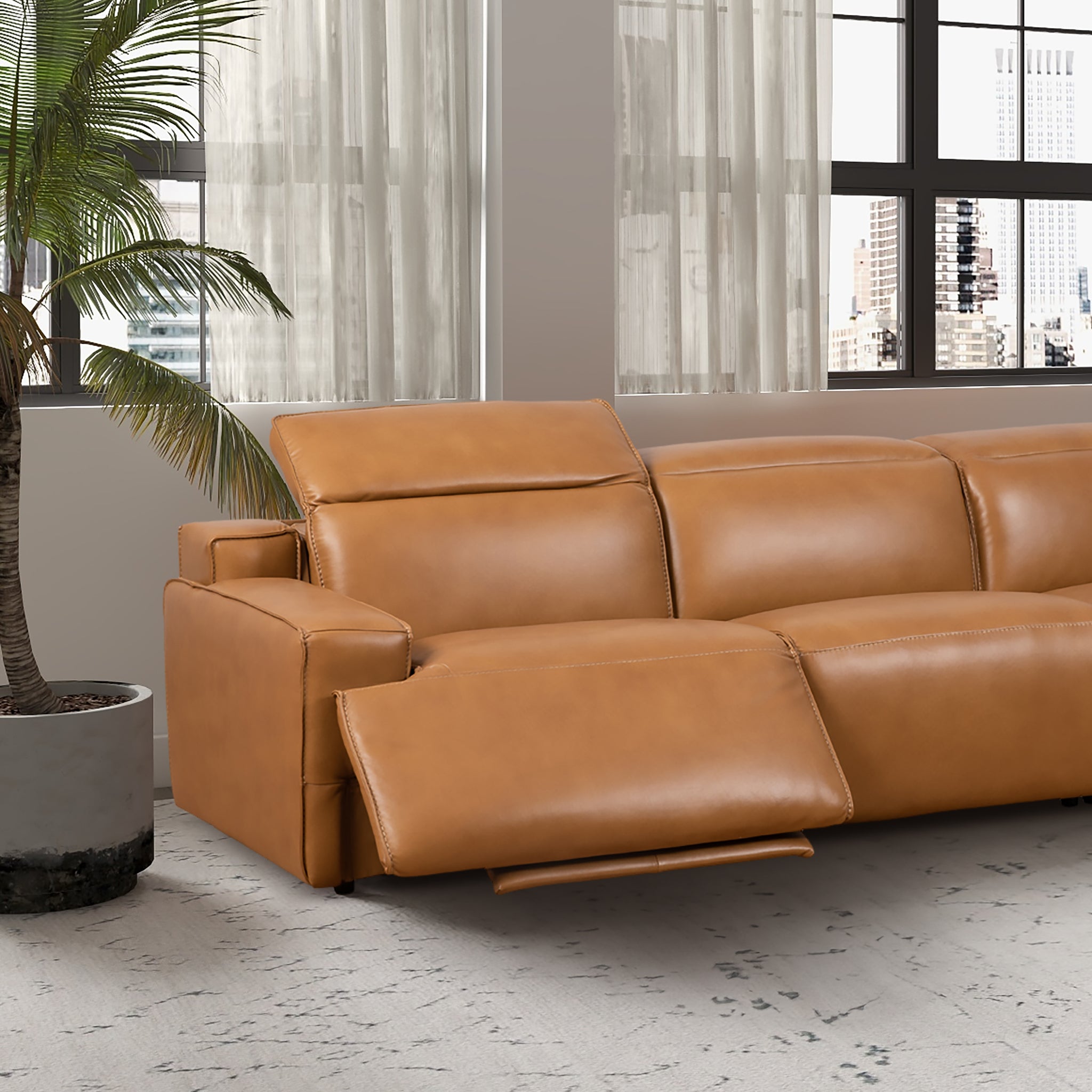 Lucas Leather Triple PWR Recliner Sofa - New York Modern Furniture