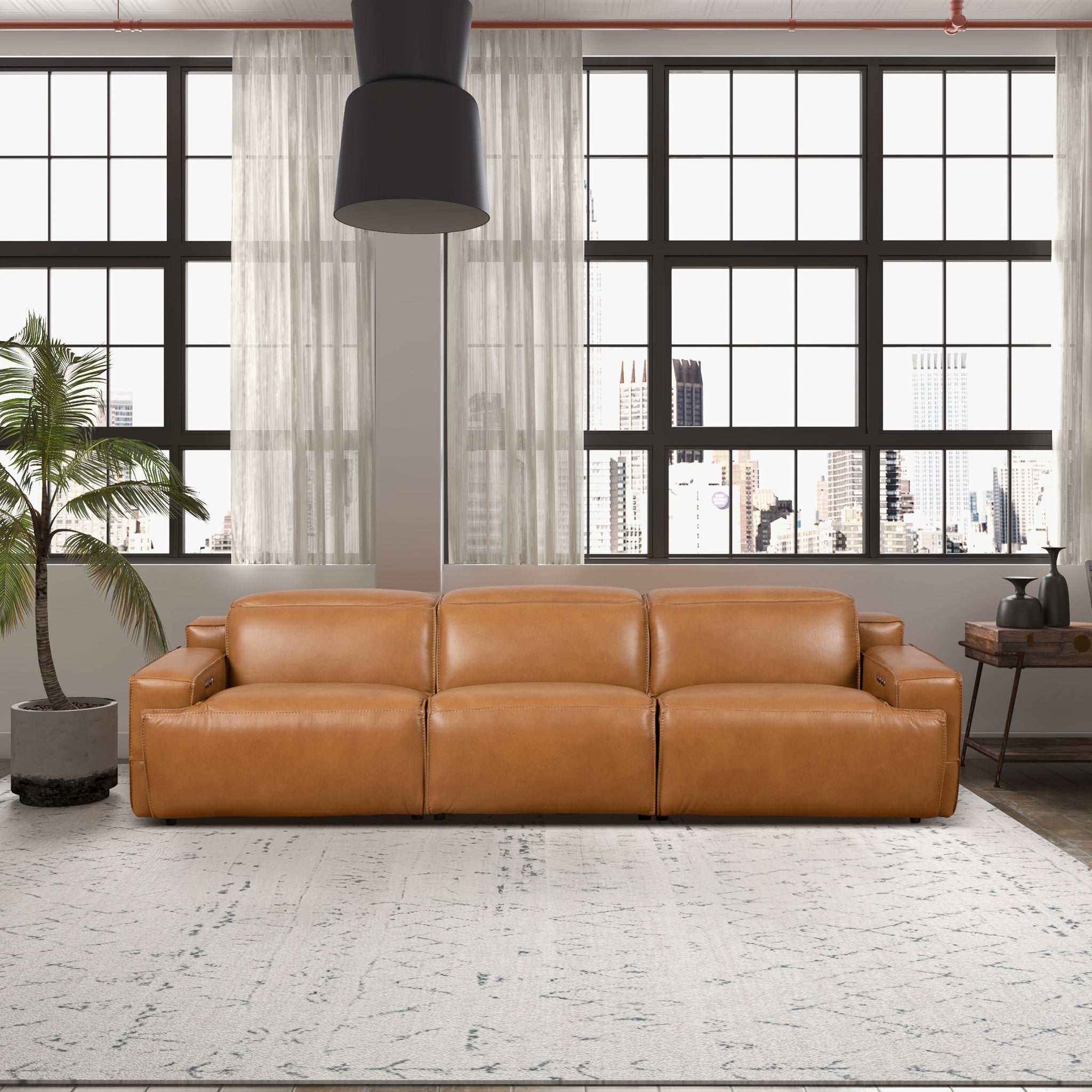 Lucas Leather Triple PWR Recliner Sofa - New York Modern Furniture