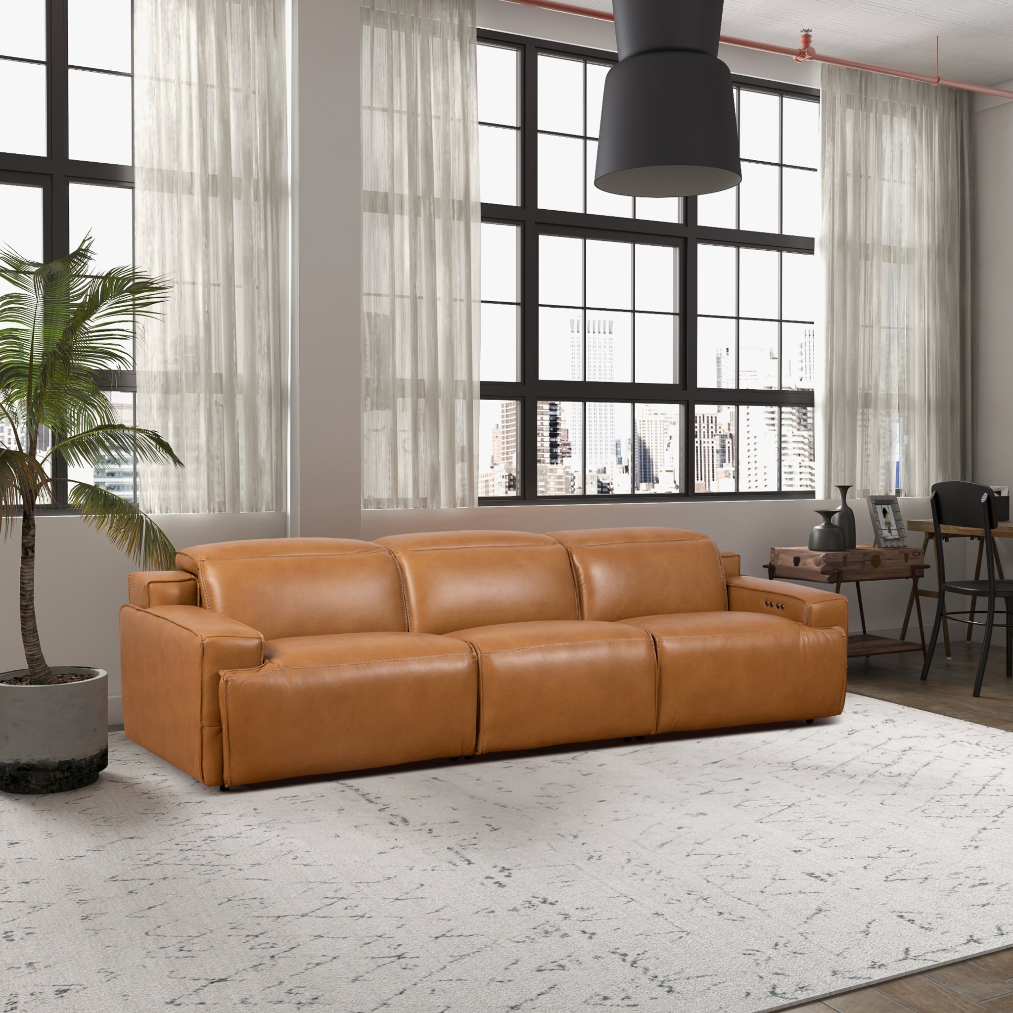 Lucas Leather Triple PWR Recliner Sofa - New York Modern Furniture