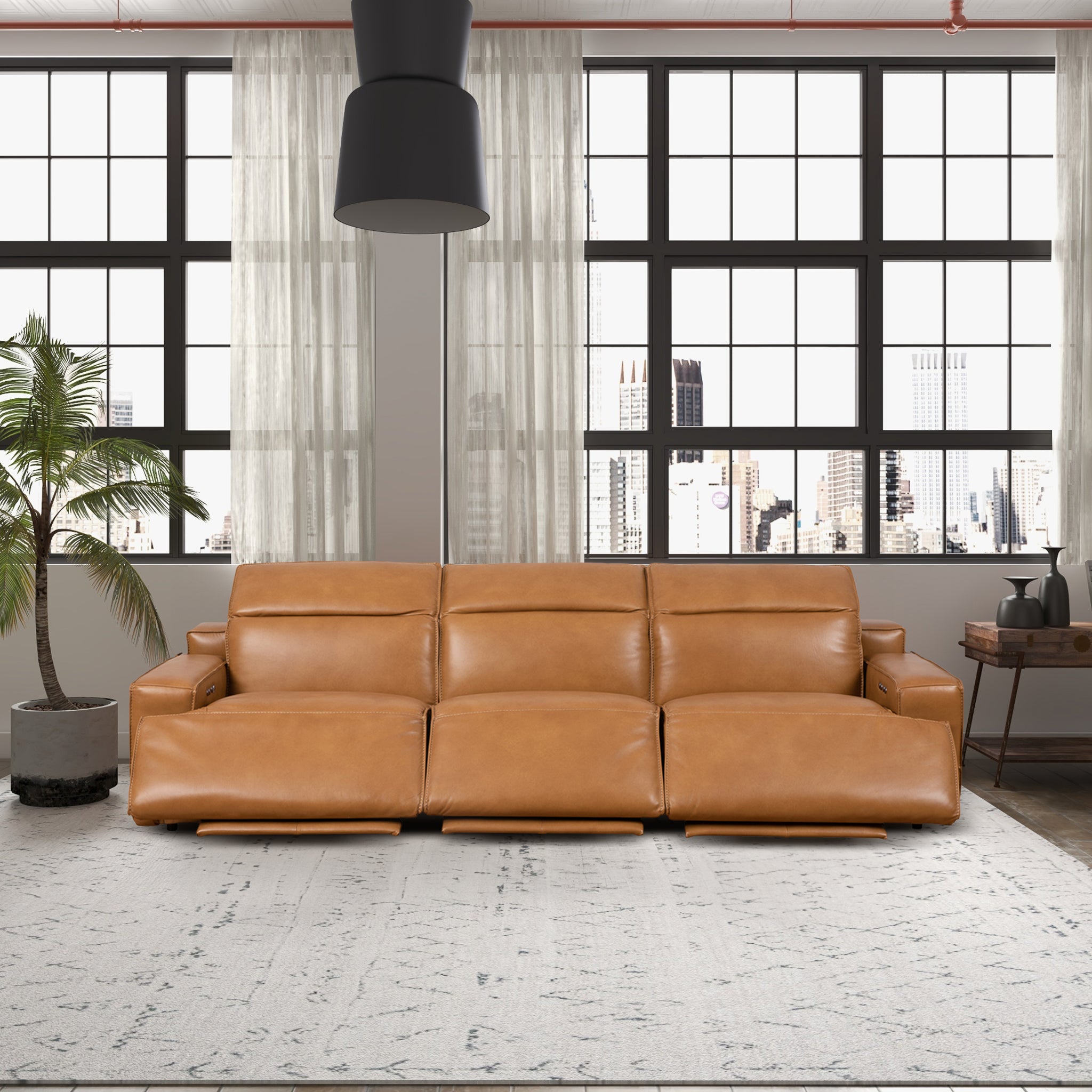 Lucas Leather Triple PWR Recliner Sofa - New York Modern Furniture