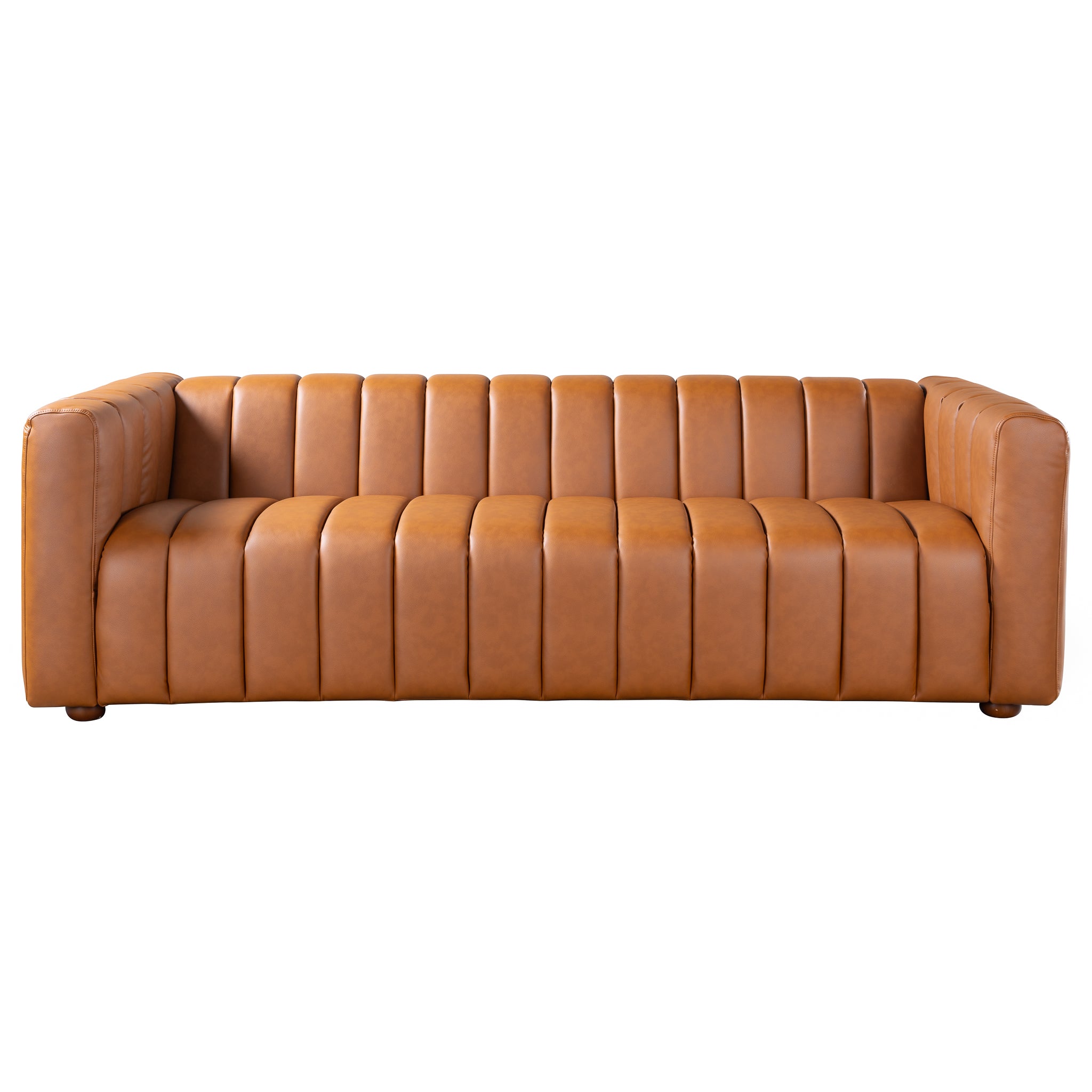 Macosa Cognac Vegan Leather Sofa - New York Modern Furniture