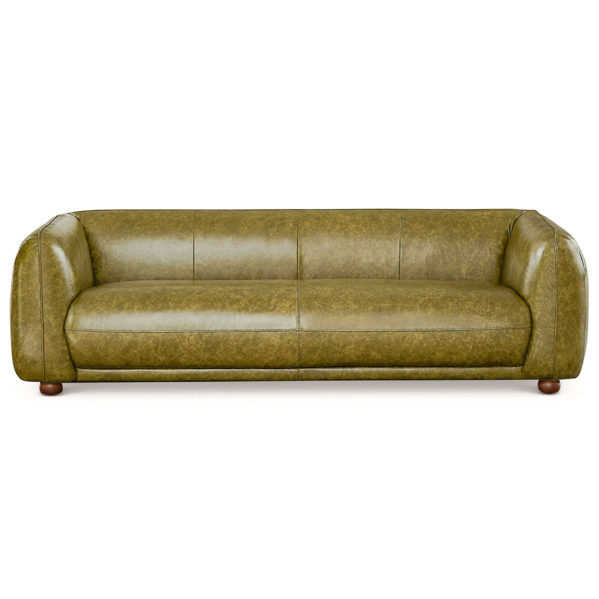 Milsery Green Leather Sofa - New York Modern