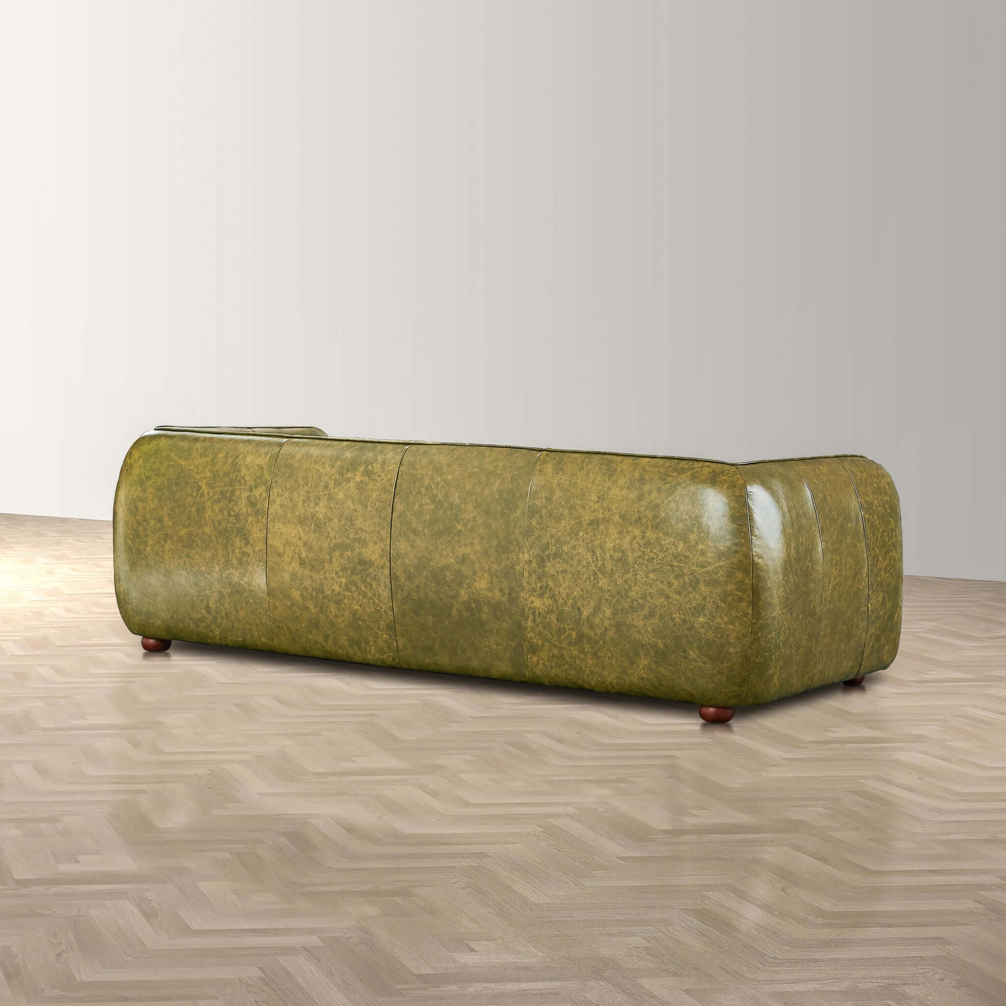 Milsery Green Leather Sofa - New York Modern