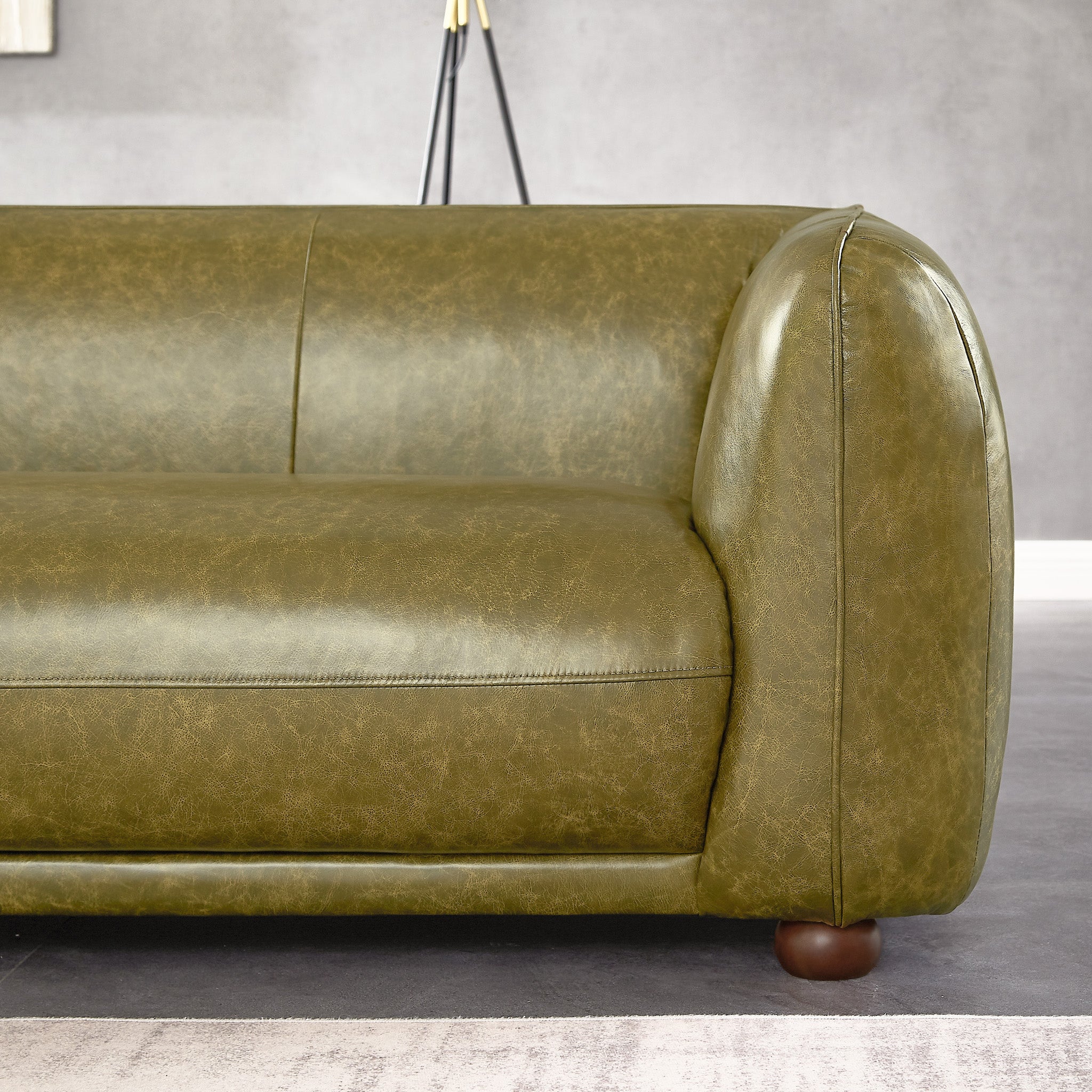 Milsery Green Leather Sofa - New York Modern