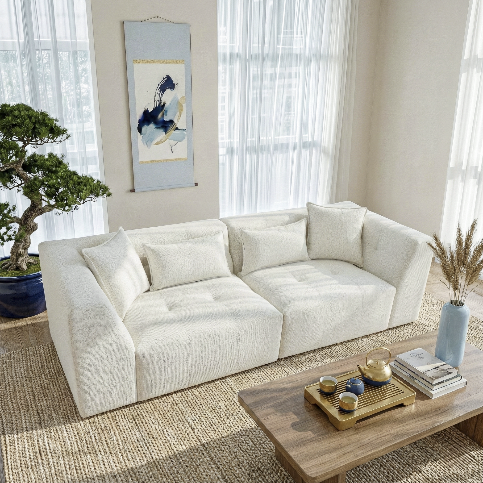 Niagara Contemporary Chenille Sofa with Wide Arms and Plush Upholstery | New Yok Modern Furniture