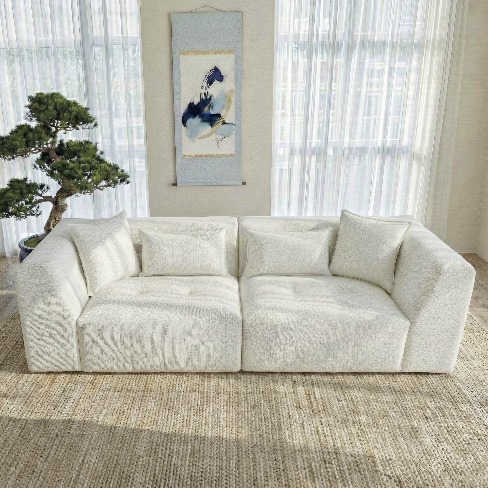 Niagara Contemporary Chenille Sofa with Wide Arms and Plush Upholstery | New Yok Modern Furniture