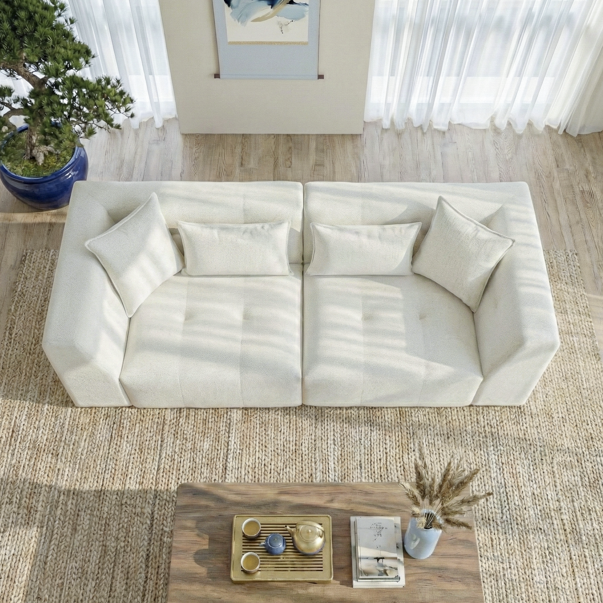 Niagara Contemporary Chenille Sofa with Wide Arms and Plush Upholstery | New Yok Modern Furniture
