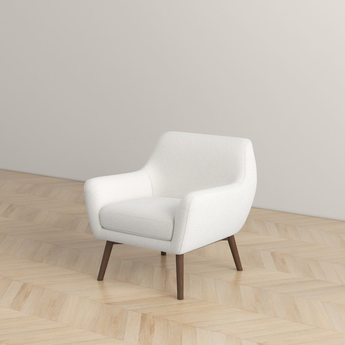 Palen Modern Boucle Lounge Chair with Walnut Wood Legs - New York Modern Furniture