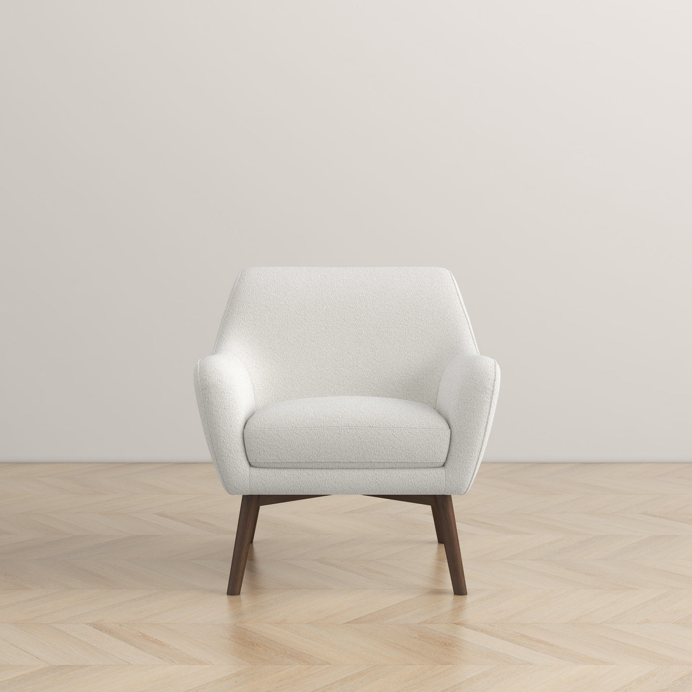 Palen Modern Boucle Lounge Chair with Walnut Wood Legs - New York Modern Furniture