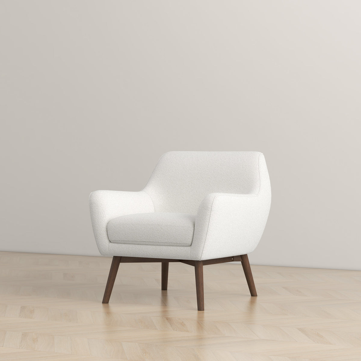 Palen Modern Boucle Lounge Chair with Walnut Wood Legs - New York Modern Furniture
