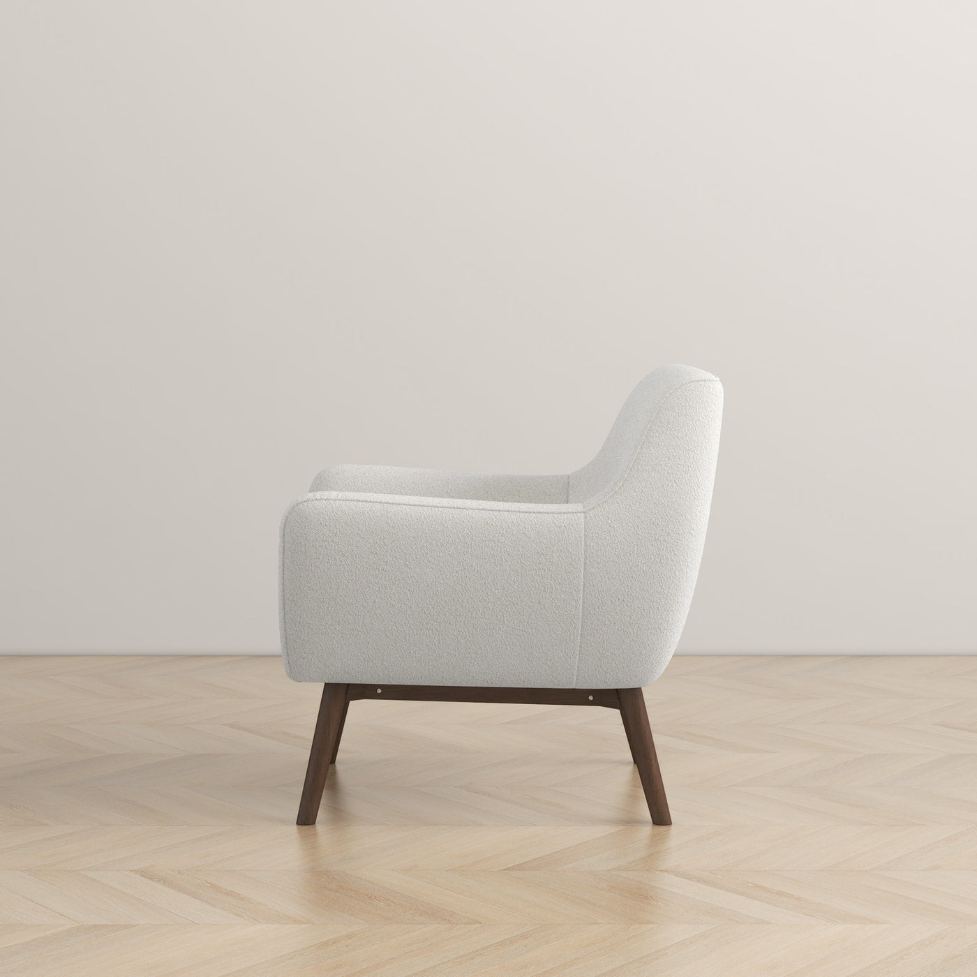 Palen Modern Boucle Lounge Chair with Walnut Wood Legs - New York Modern Furniture