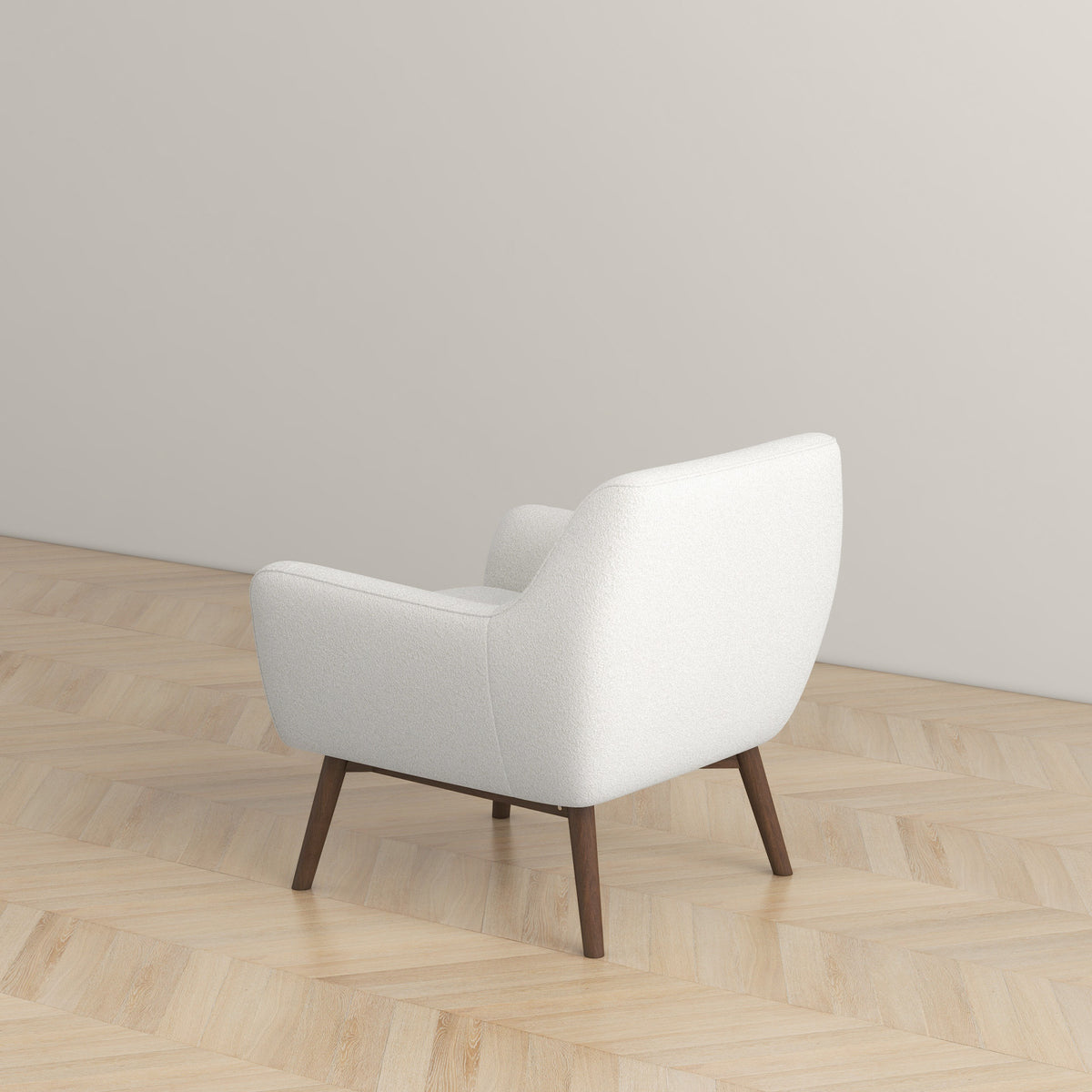Palen Modern Boucle Lounge Chair with Walnut Wood Legs - New York Modern Furniture
