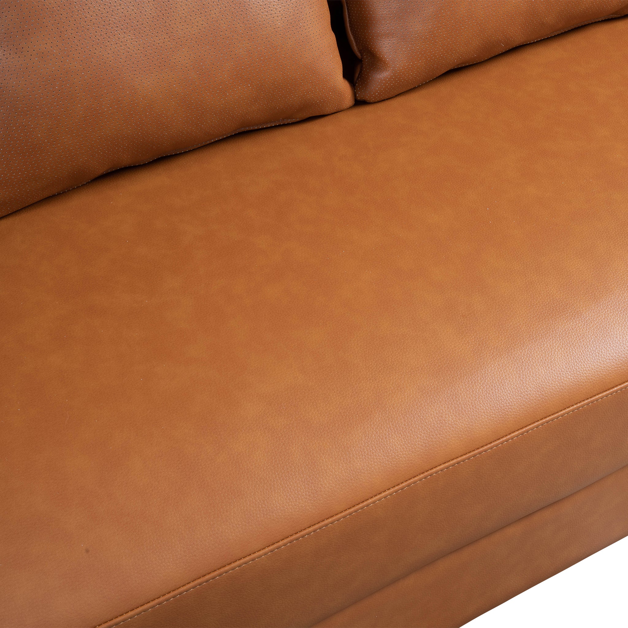 Polun Leather Sofa - Cognac - New York Modern Furniture