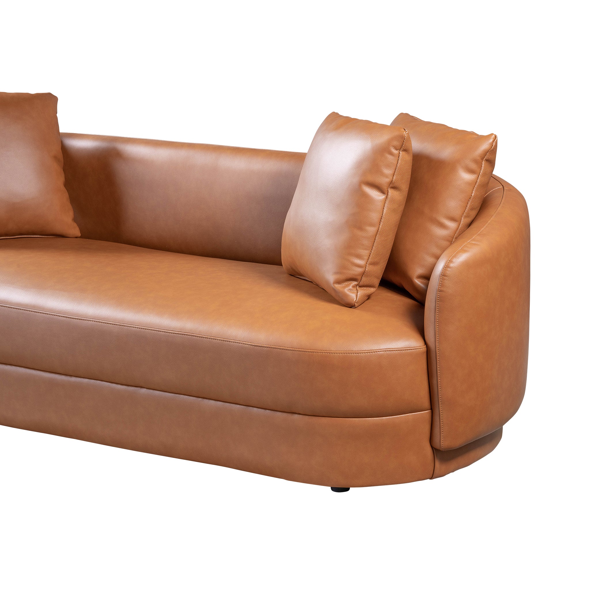 Polun Leather Sofa - Cognac - New York Modern Furniture