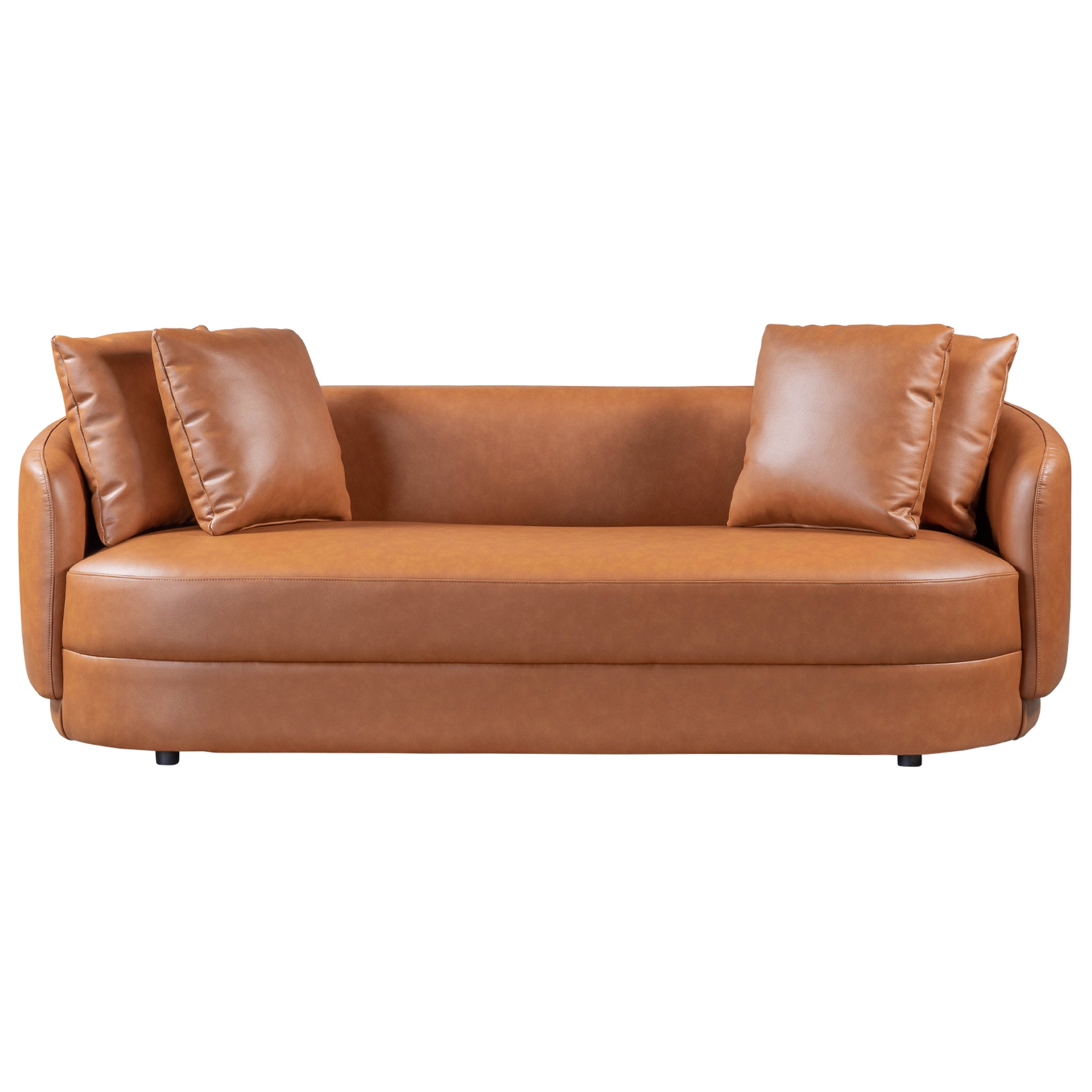 Polun Leather Sofa - Cognac - New York Modern Furniture