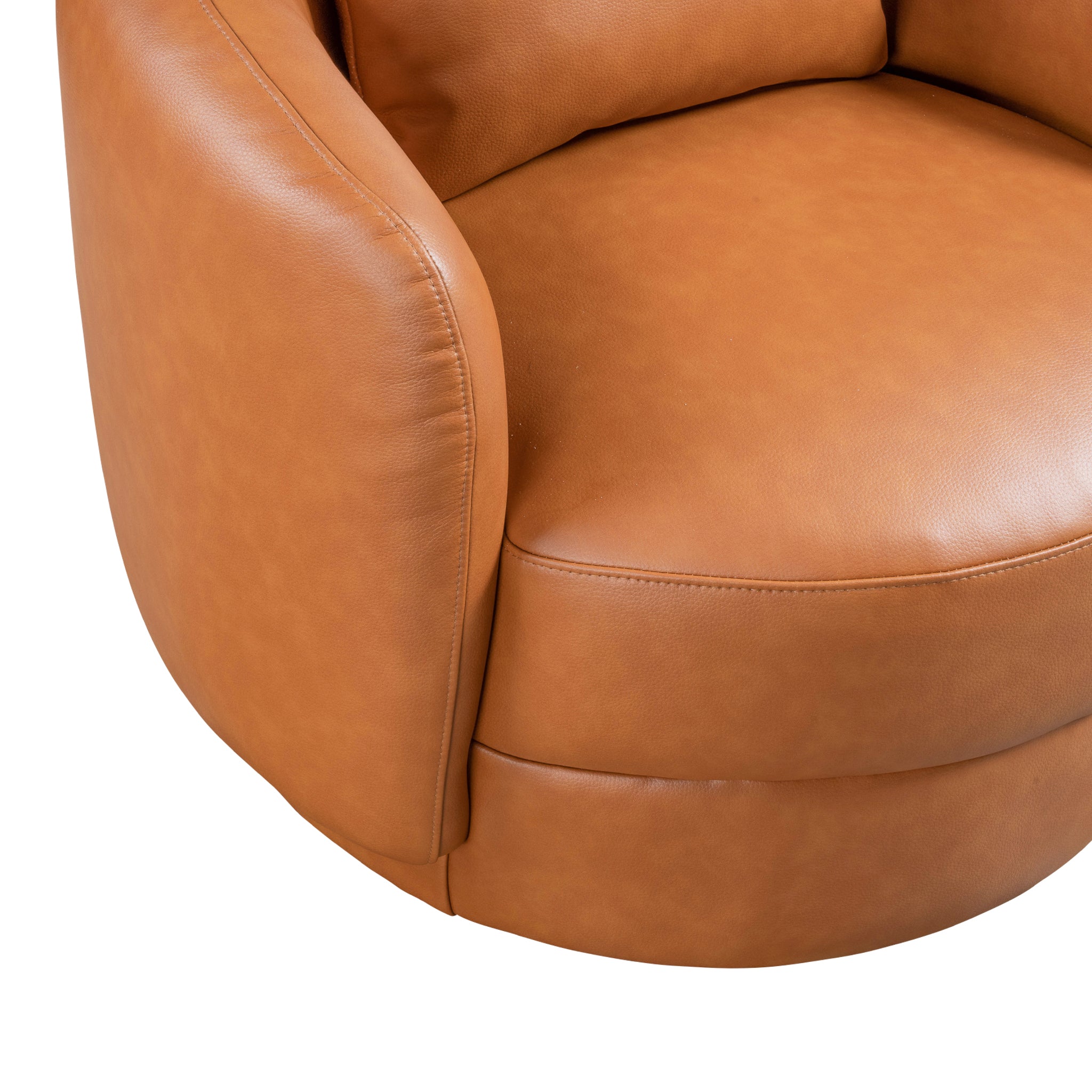 Polun Leather Swivel Chair - Cognac