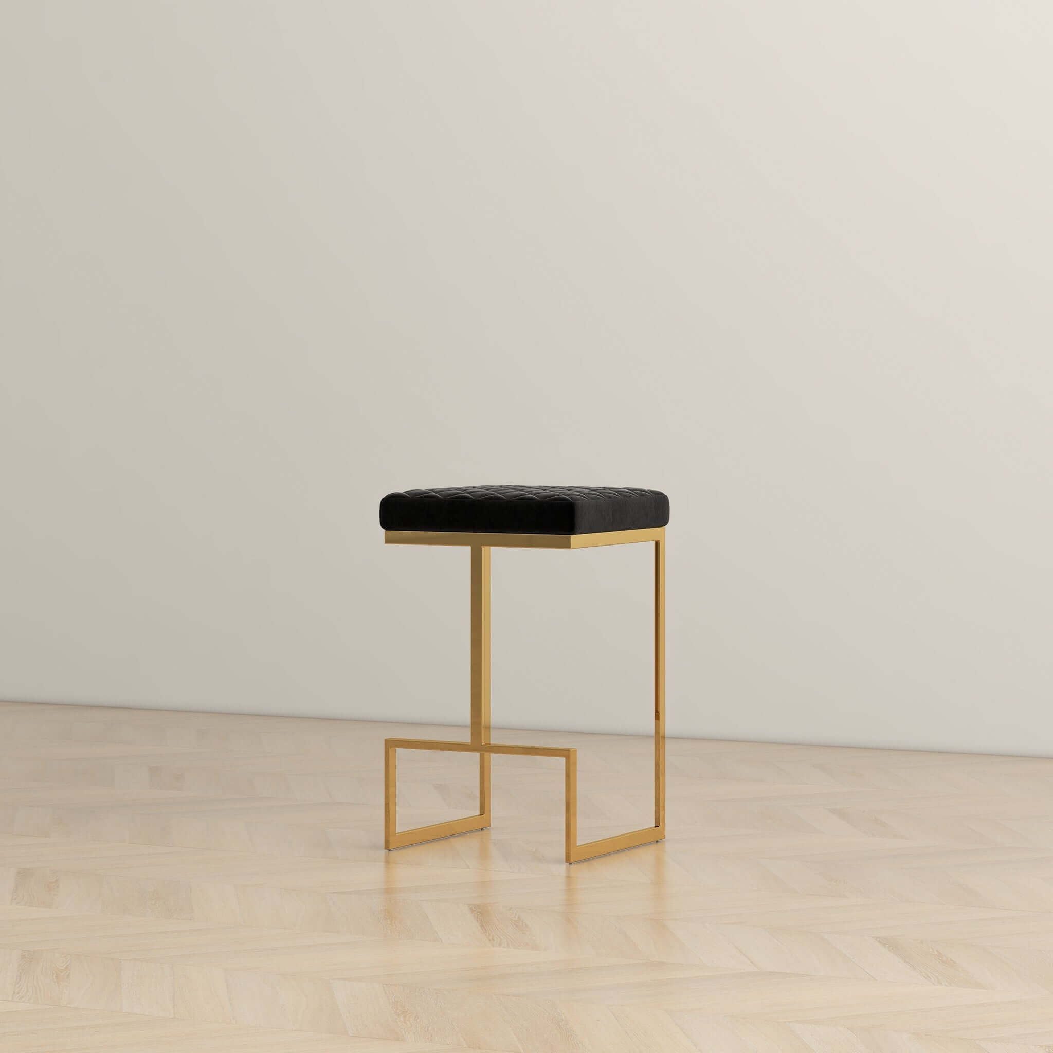 Rake Black Velvet Counter Stool