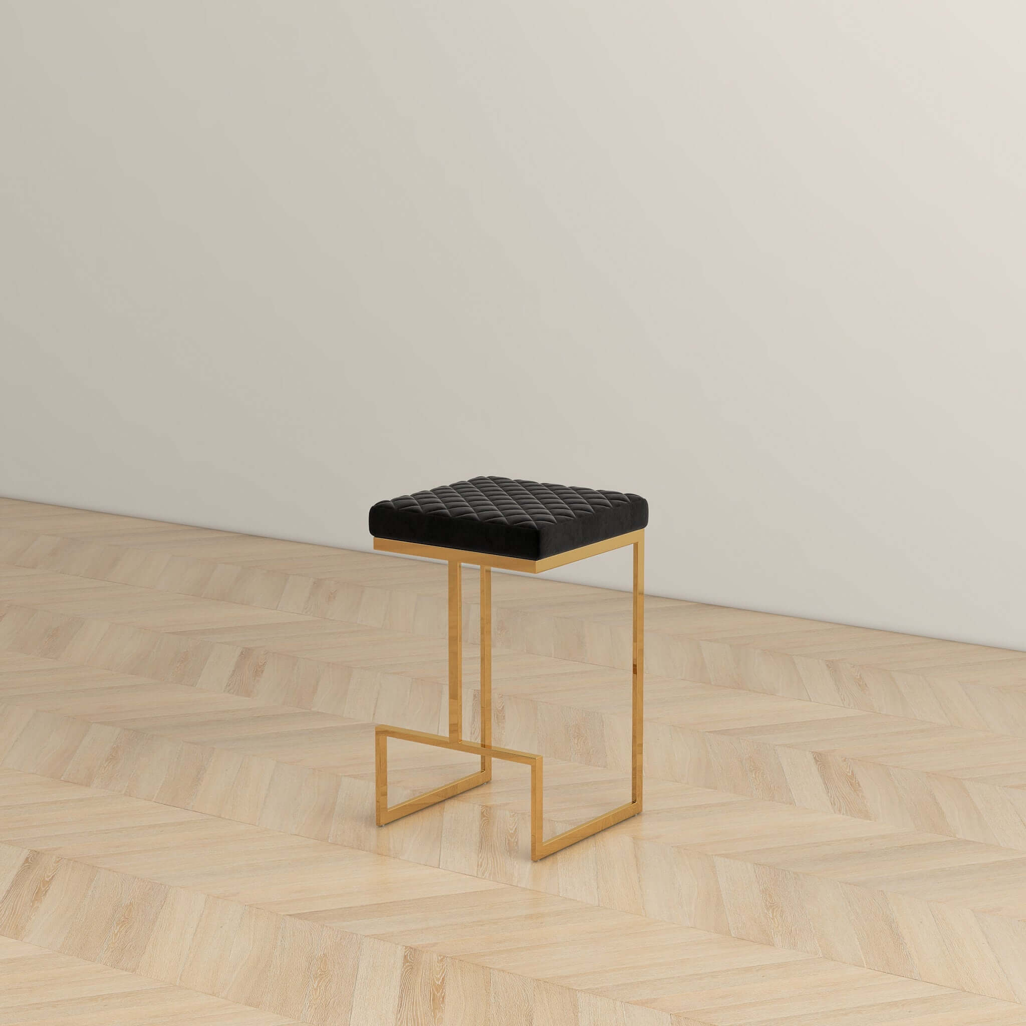 Rake Black Velvet Counter Stool