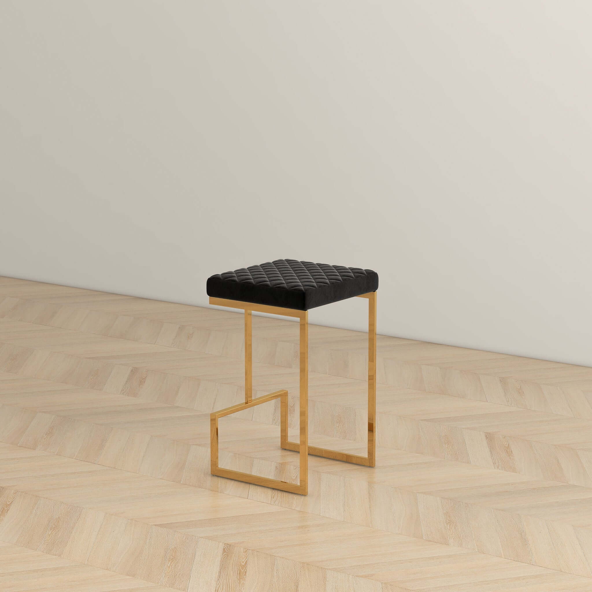 Rake Black Velvet Counter Stool