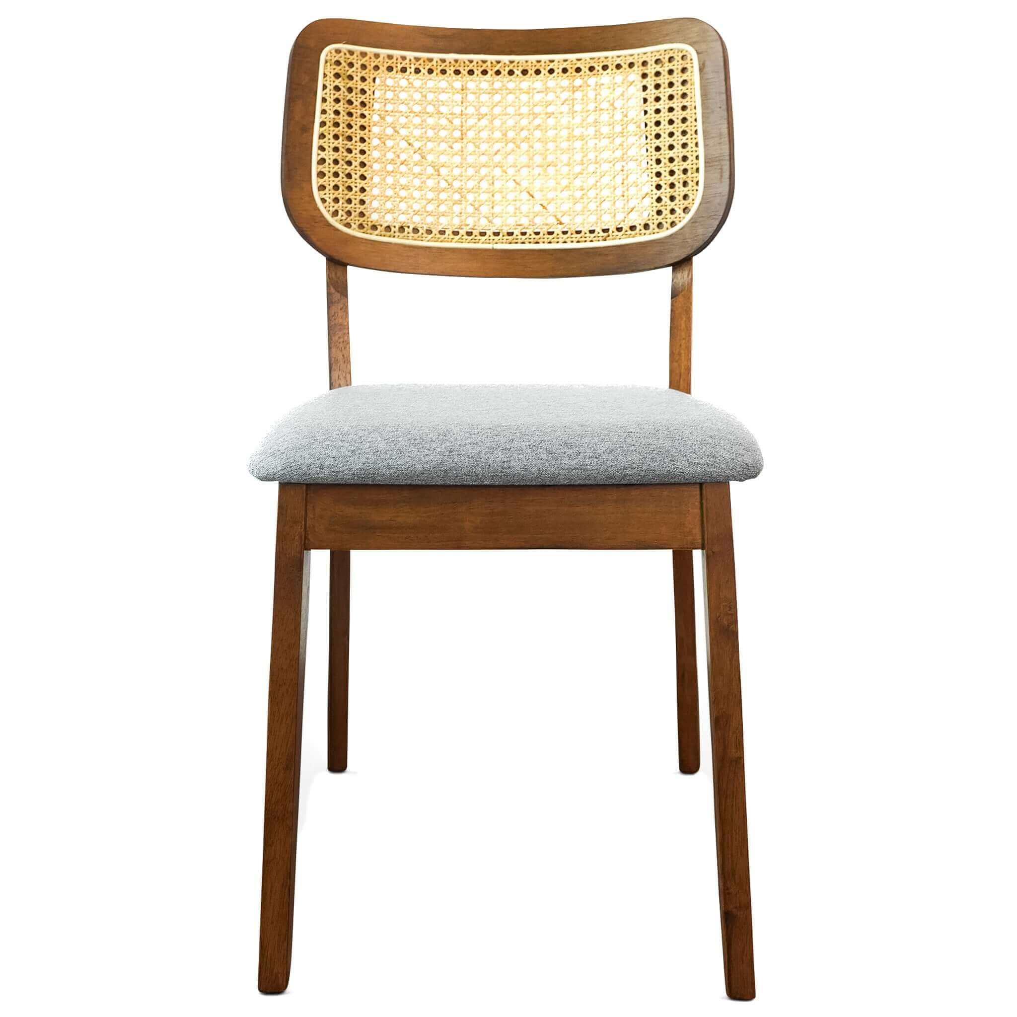 Rattan Grey Linen Dining Chair - New York Modern Furniture