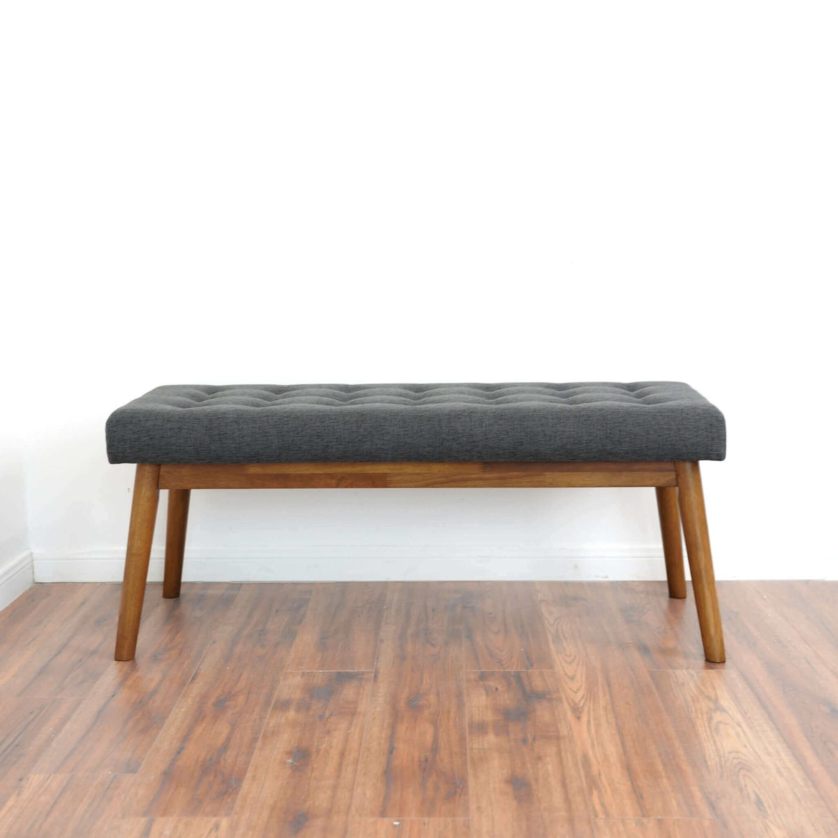Reid Modern Button-Tufted Fabric Upholstered Bench - New York Modern Furniture