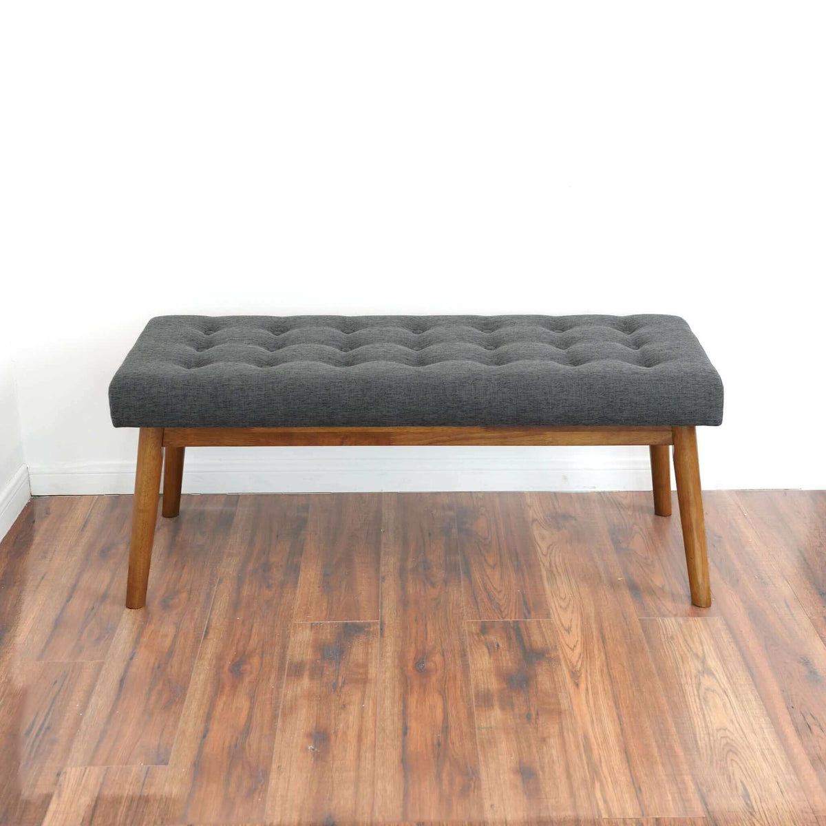 Reid Modern Button-Tufted Fabric Upholstered Bench - New York Modern Furniture
