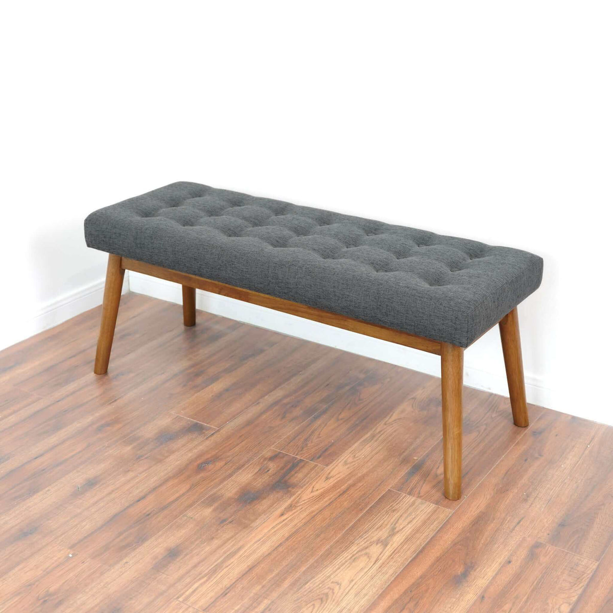 Reid Modern Button-Tufted Fabric Upholstered Bench - New York Modern Furniture