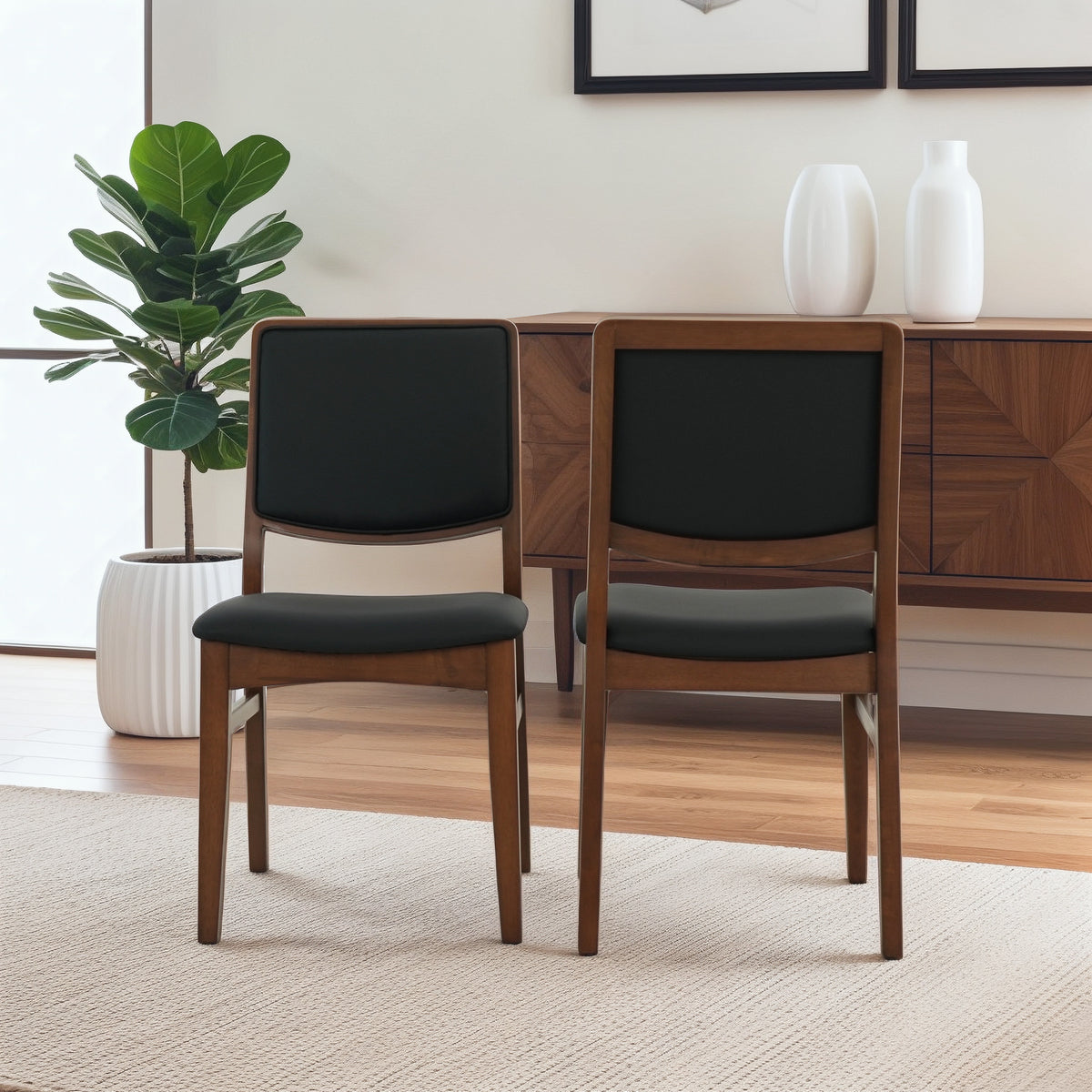 Sienna Modern &amp; Stylish Vegan Leather Uphoholstered Solid Wood Dining Chairs - New York Modern Furniture