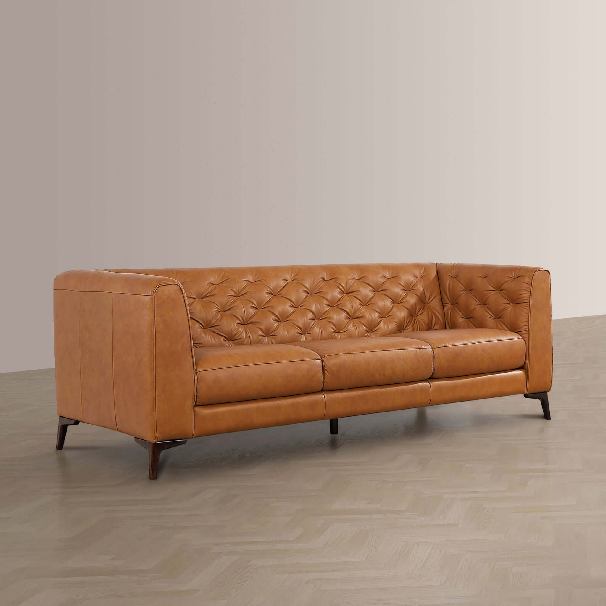 Sterling Mid-Century Modern Genuine Leather Chesterfield Sofa - New York Modern Furniture