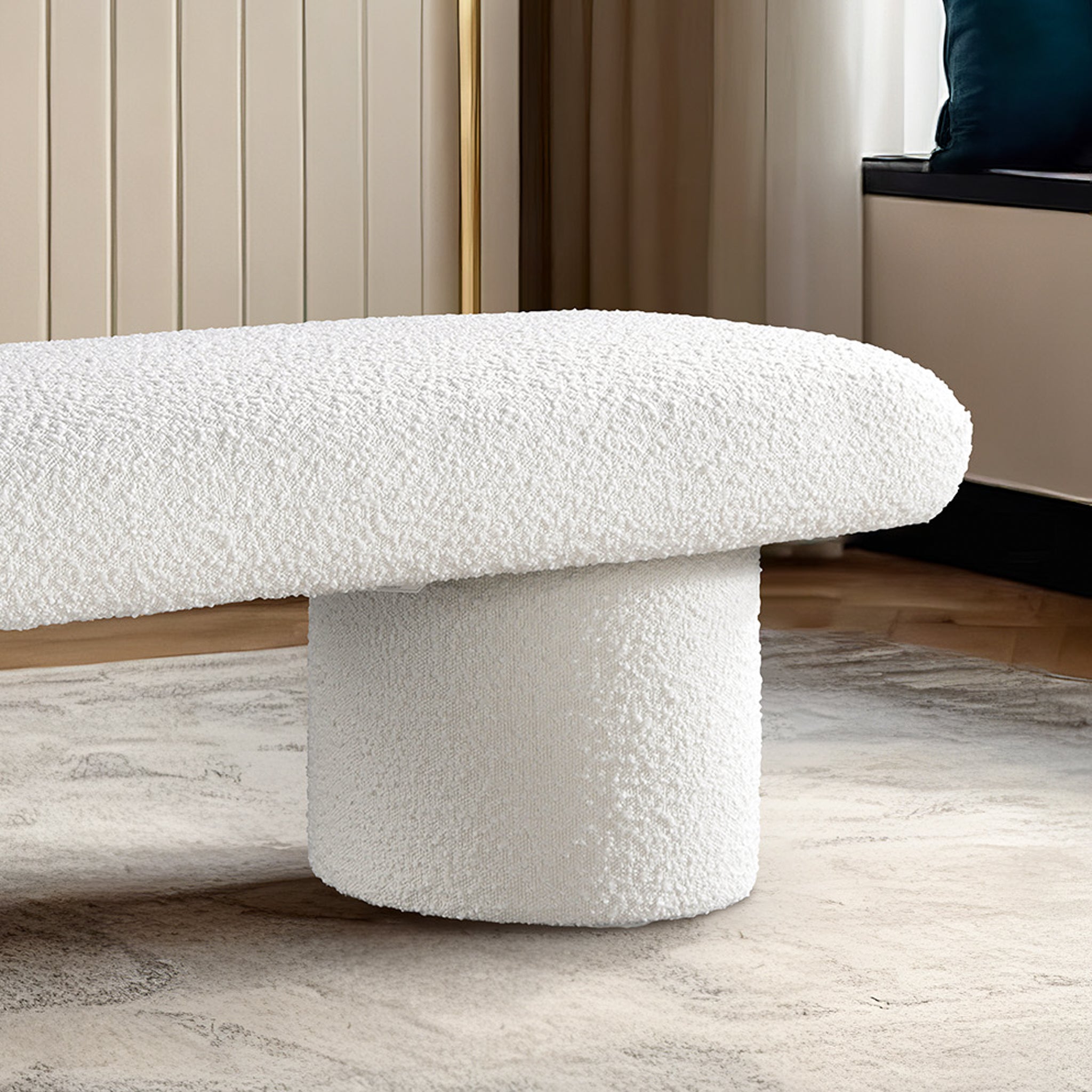 New York Modern Furniture - Terrace Ivory Boucle Bench