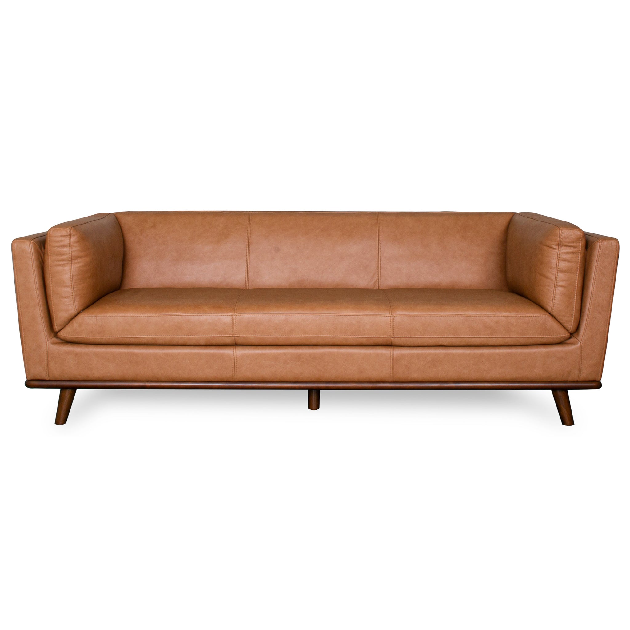 Union Elegant Top Grain Leather Sofa with Solid Wood Base & Legs - New York Modern Furniture
