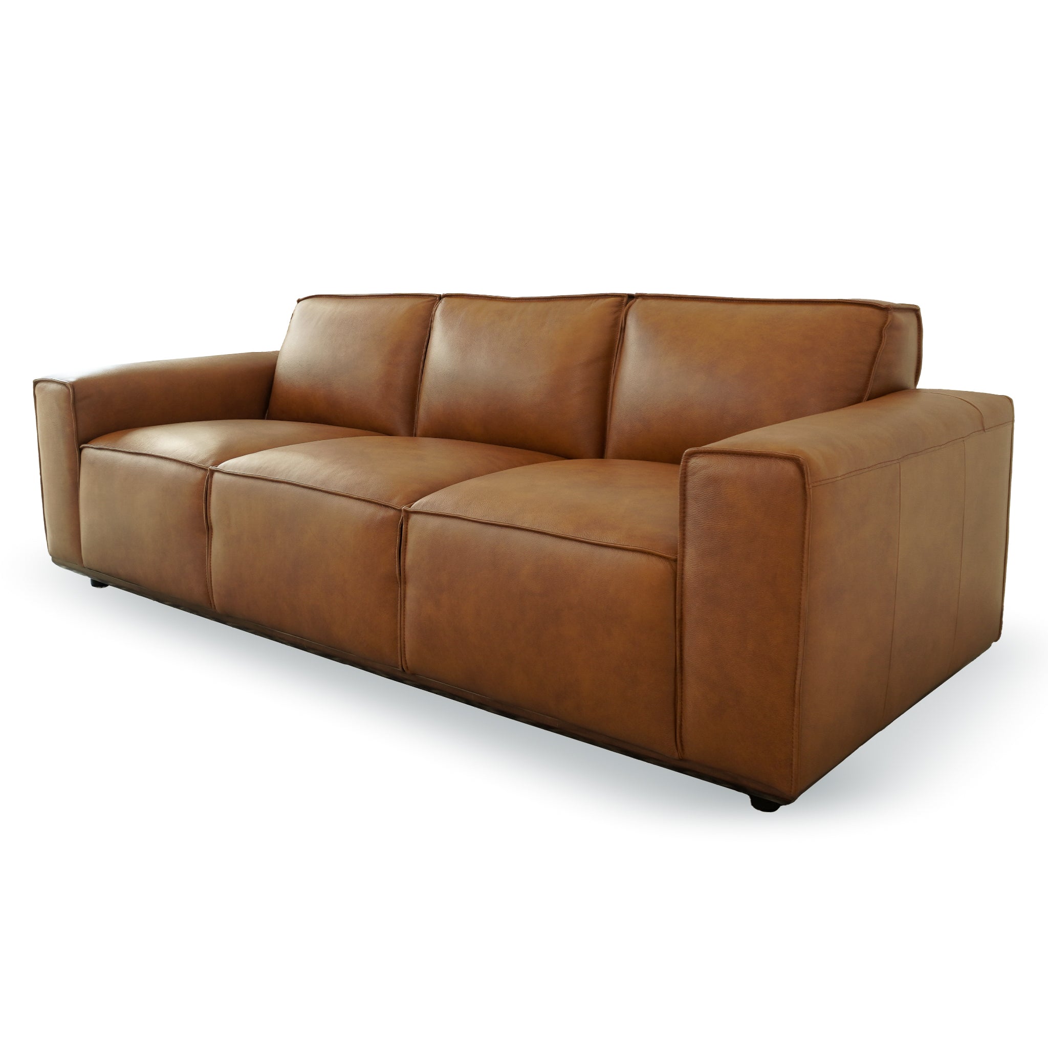 Urban Tan Leather Sofa - New York Modern