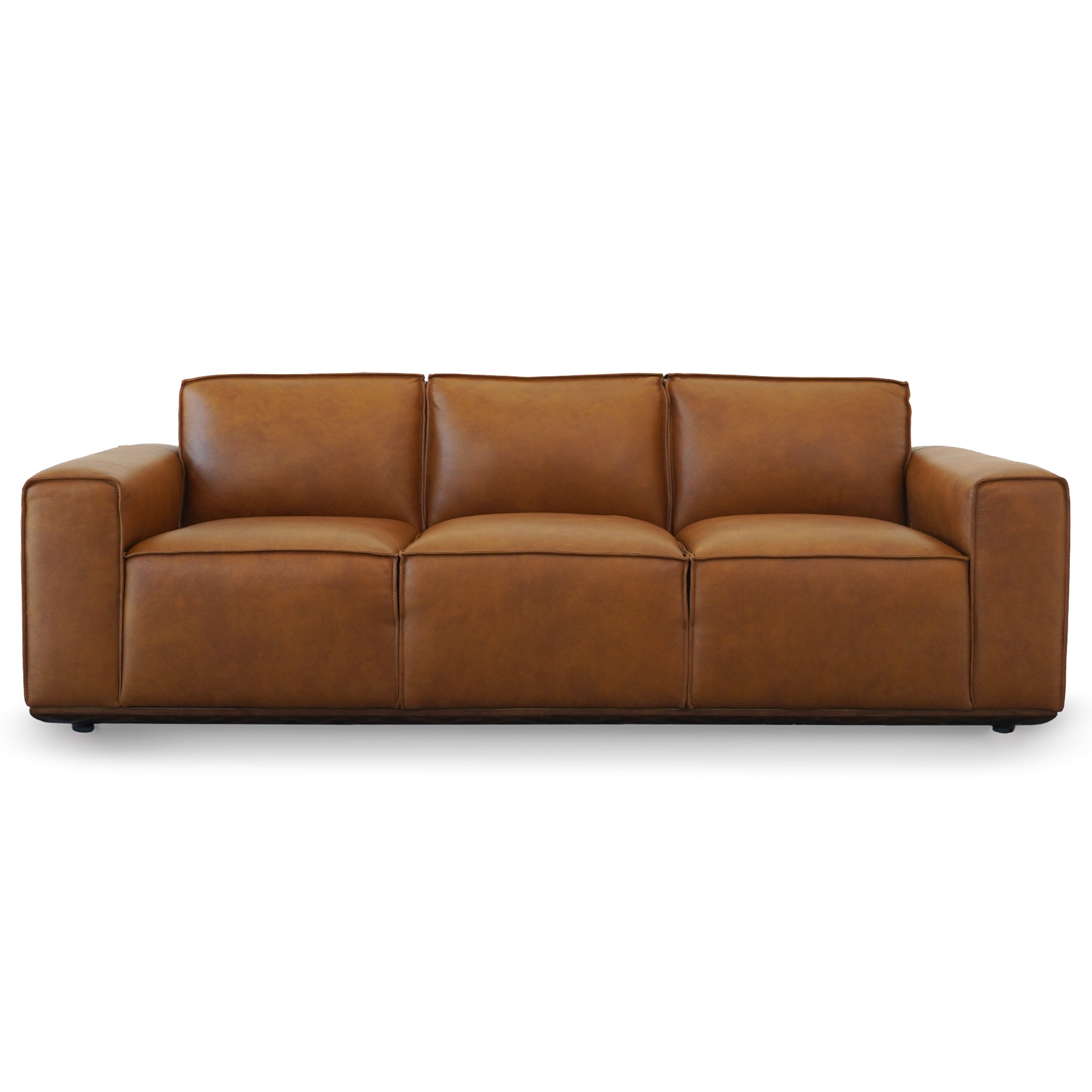 Urban Tan Leather Sofa - New York Modern