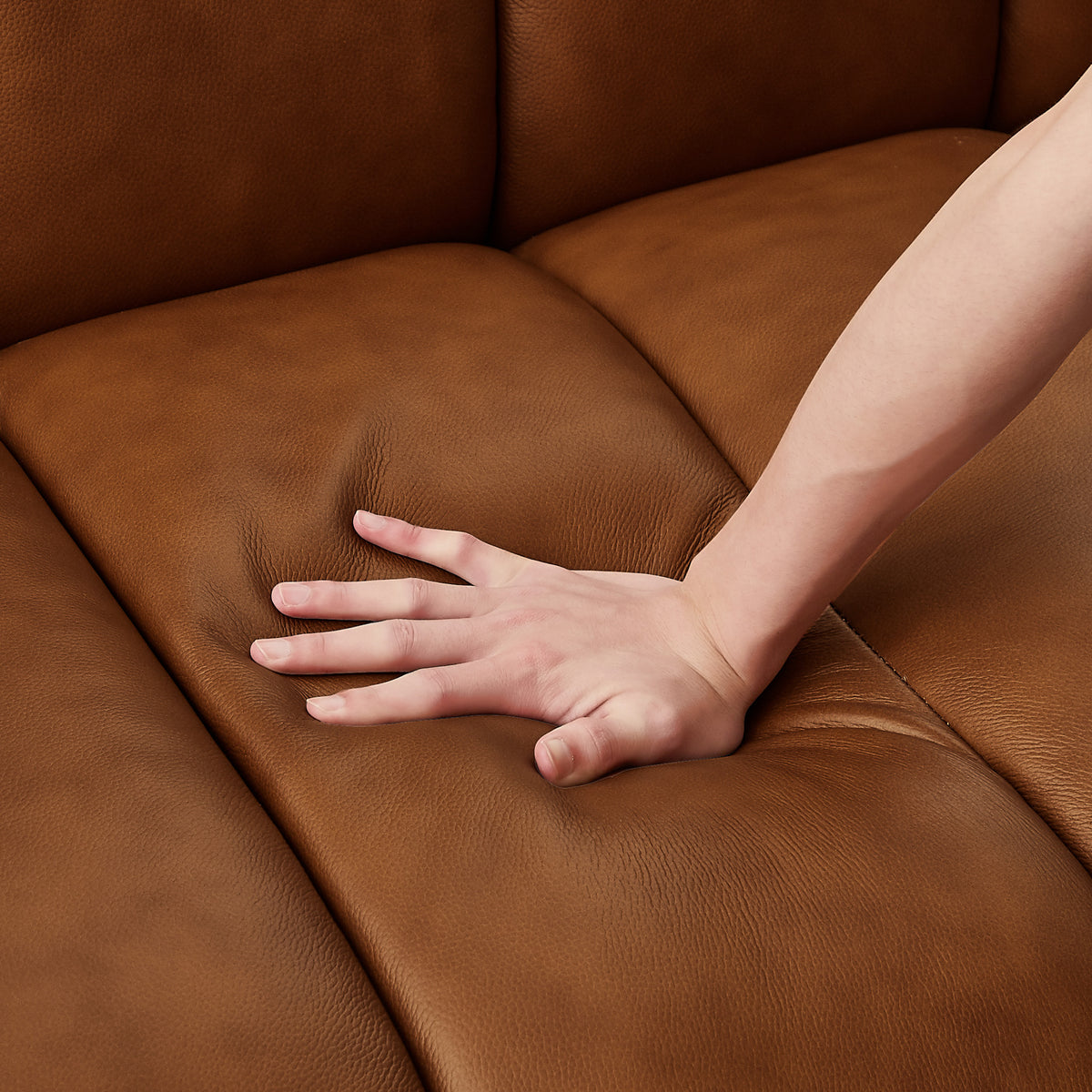 Dorien Cognac Top-Grain Leather Sofa | Contemporary Modern 3-Seater Couch | New York Modern Furniture