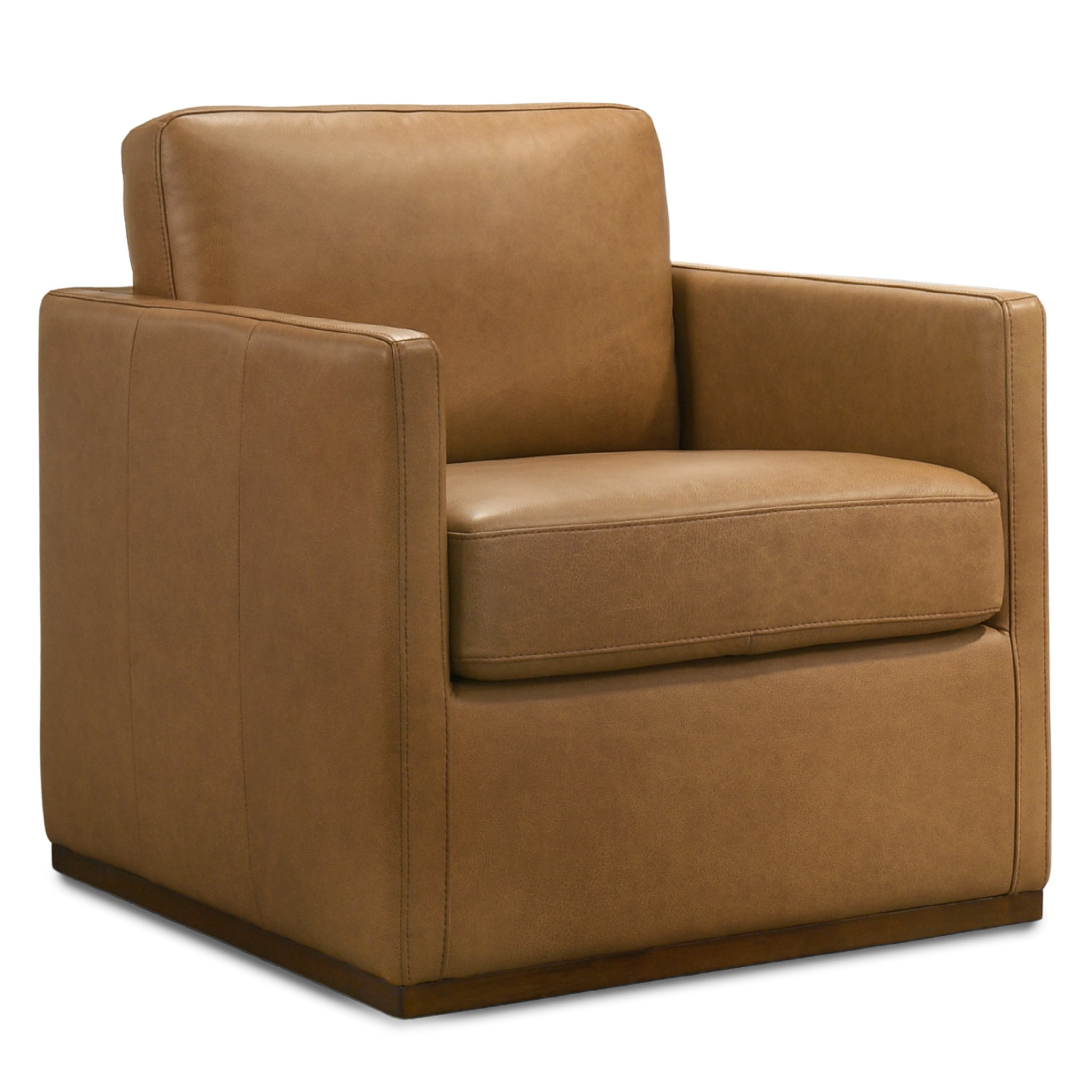 Corin Mid-Century Modern Swivel Accent Chair in Premium Leather - New York Modern Furniture
