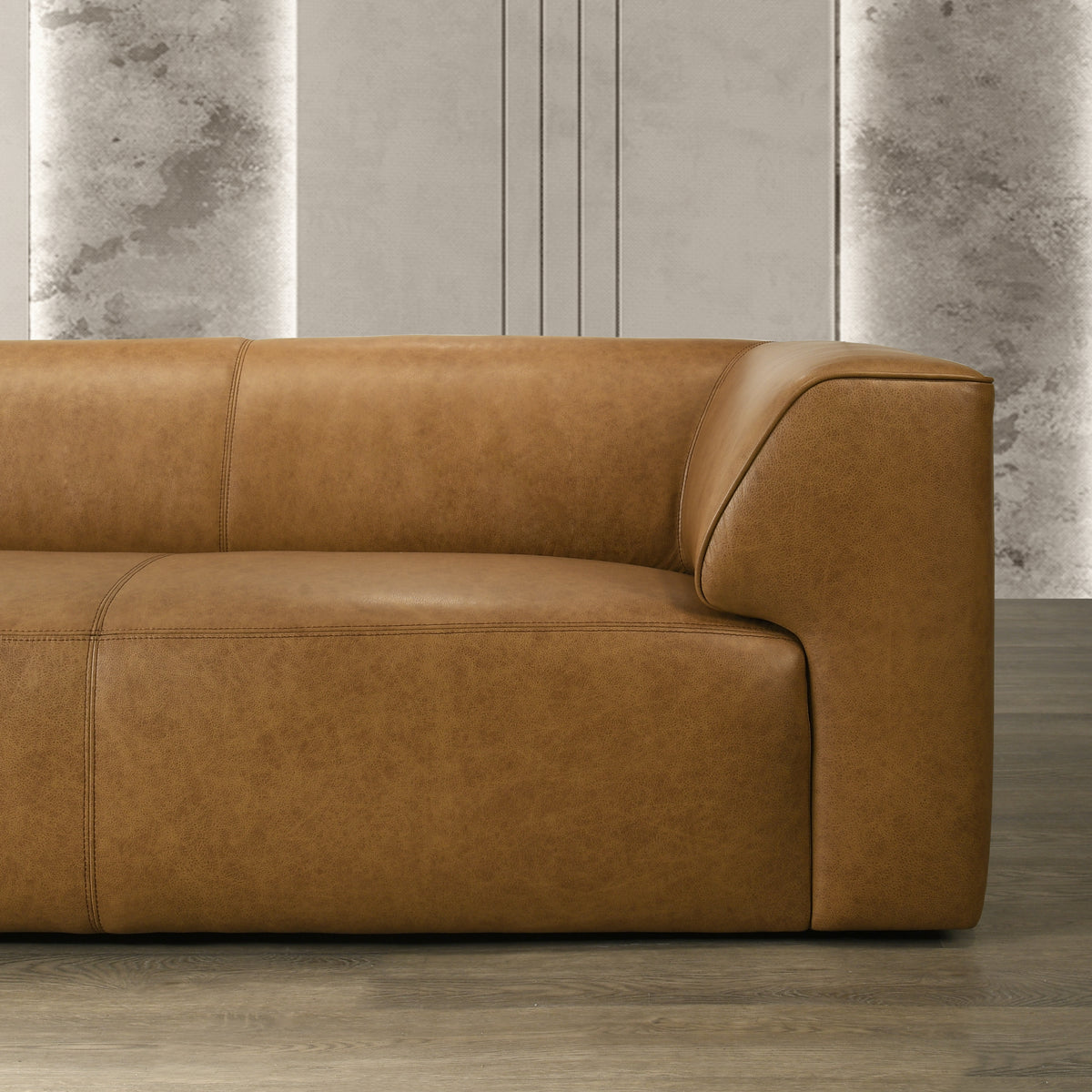 Orlando Premium Top-grain Buffalo Leather Sofa with Padded Armrests & Easy Care Surface | New York Modern Furniture