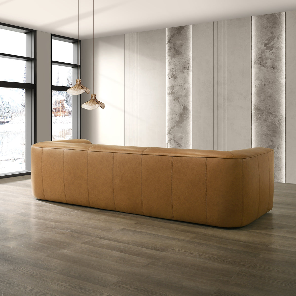 Orlando Premium Top-grain Buffalo Leather Sofa with Padded Armrests & Easy Care Surface | New York Modern Furniture