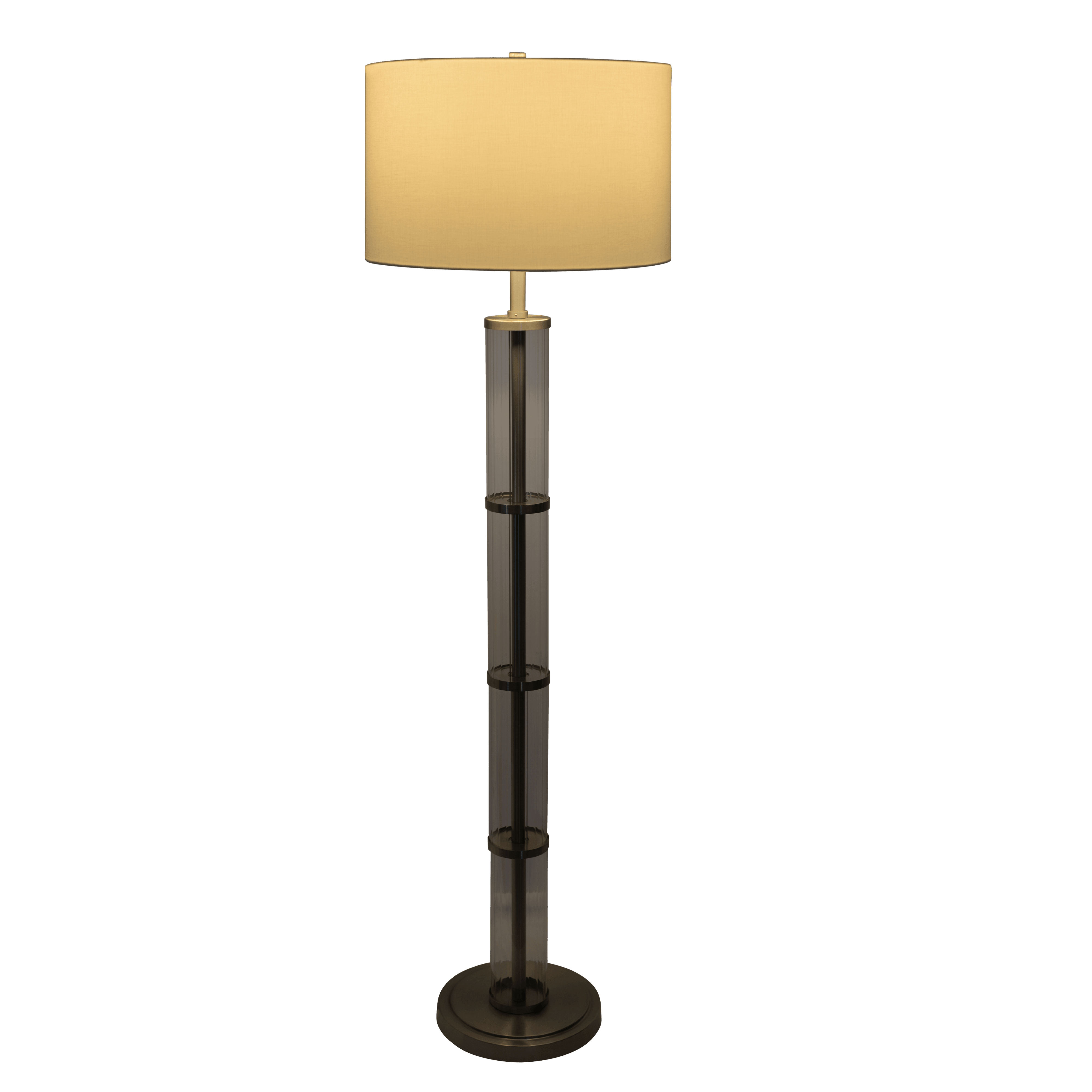 Luminous Brushed Nickel Floor Lamp with 3-Way Rotary Switch Clear Glass Body  Metal Base