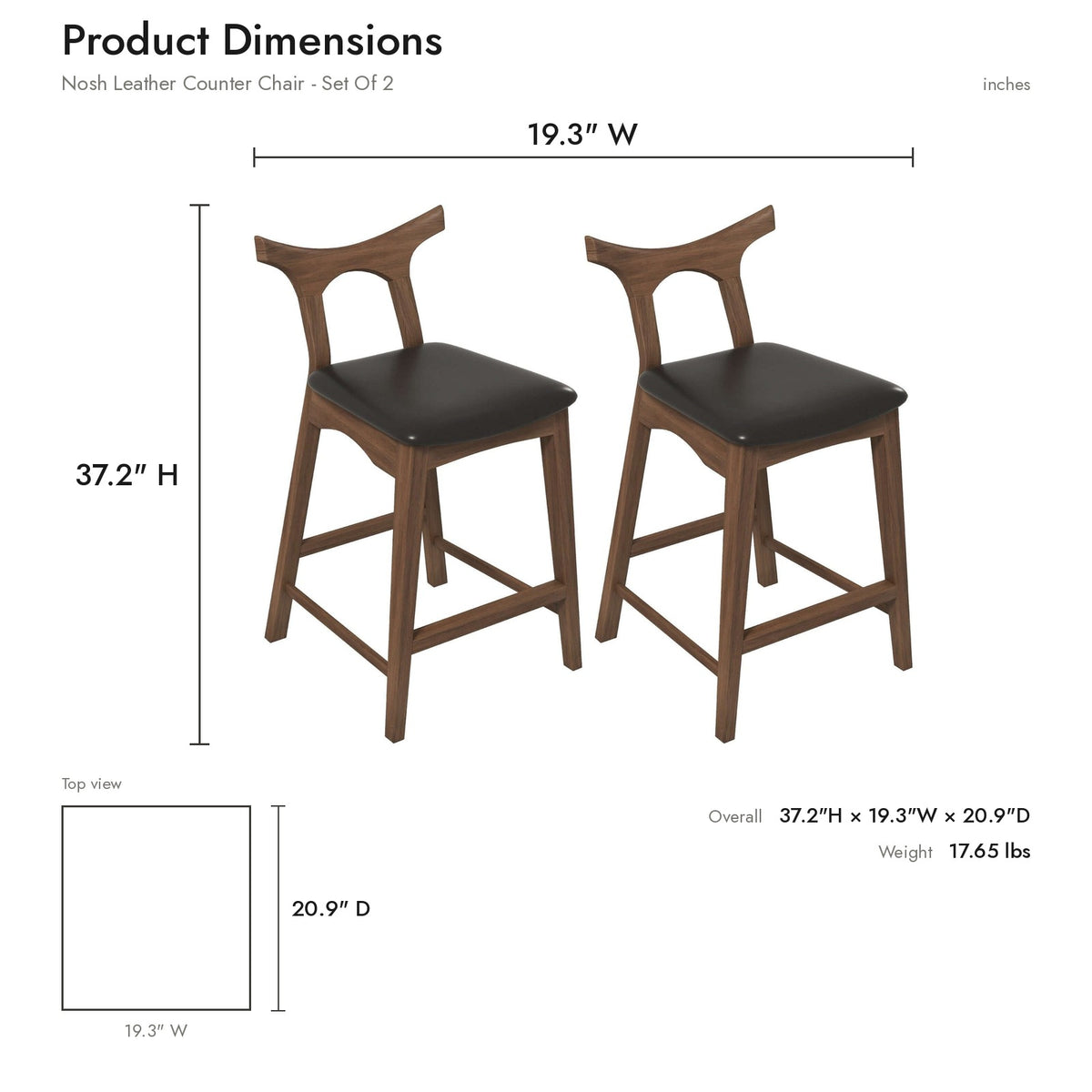 Product dimensions diagram