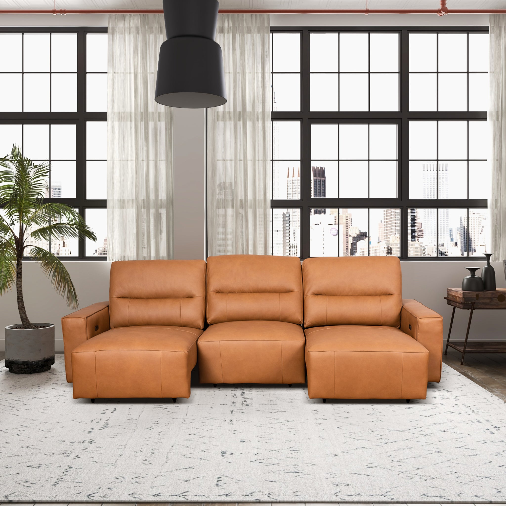 Barn Leather Triple PWR Slider Sofa