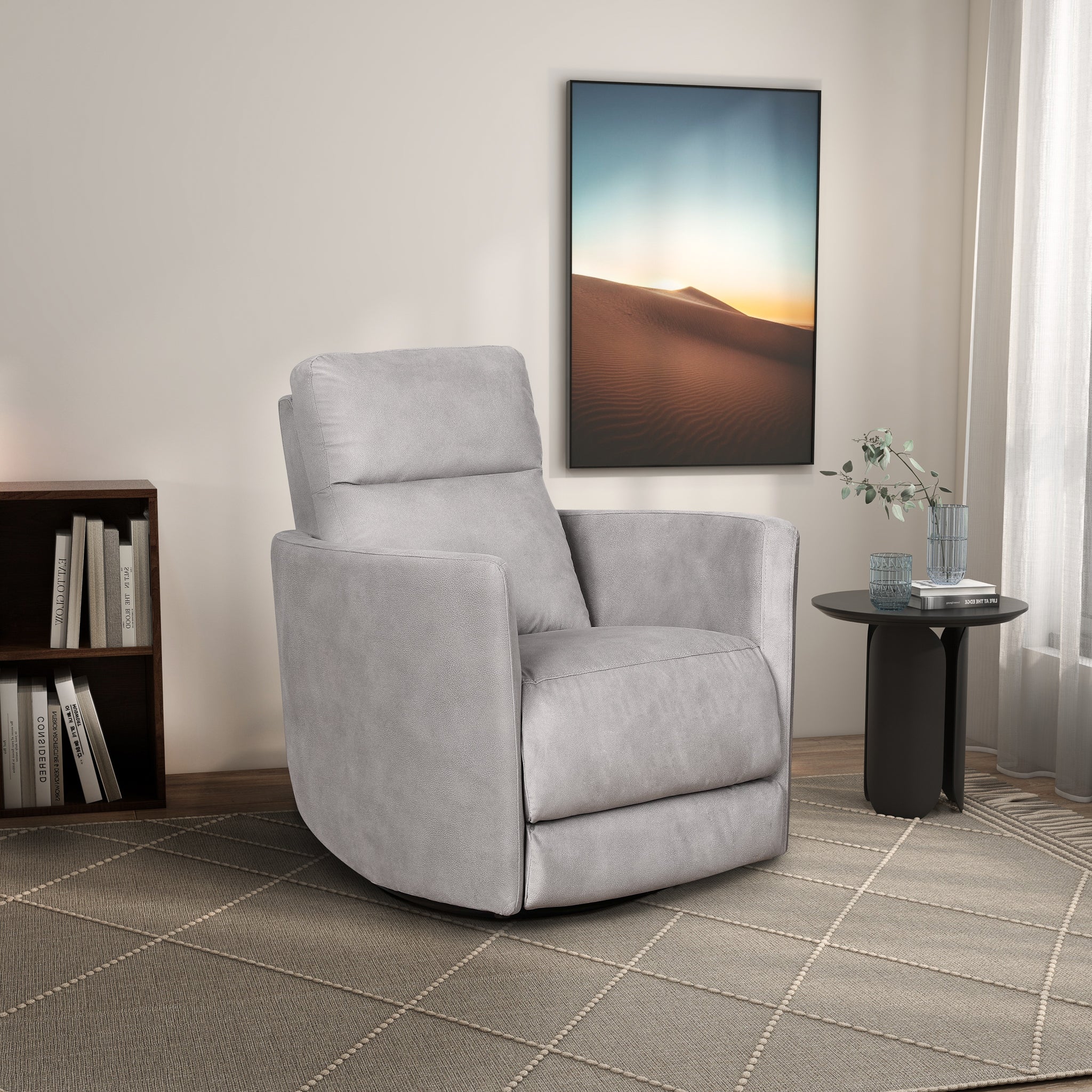 Garnet Suede Swivel Glider Recliner Chair