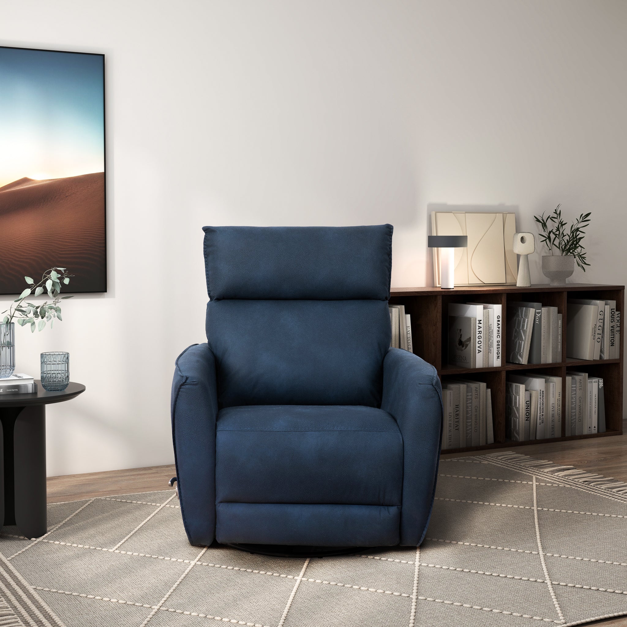 Knox Suede Swivel Glider Recliner Chair