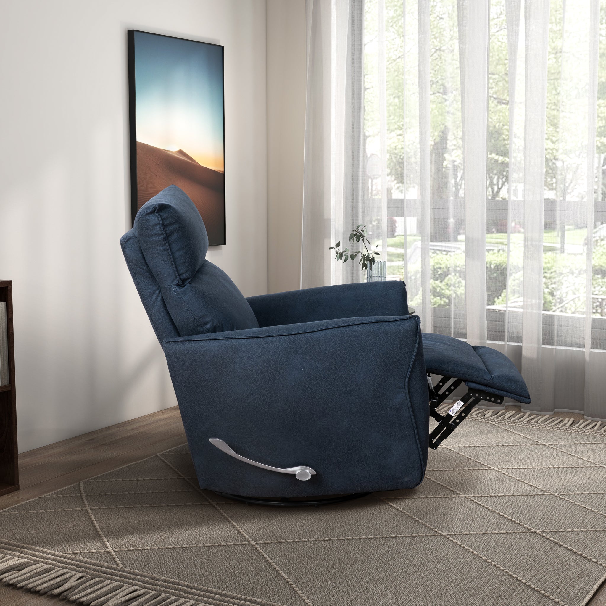 Knox Suede Swivel Glider Recliner Chair