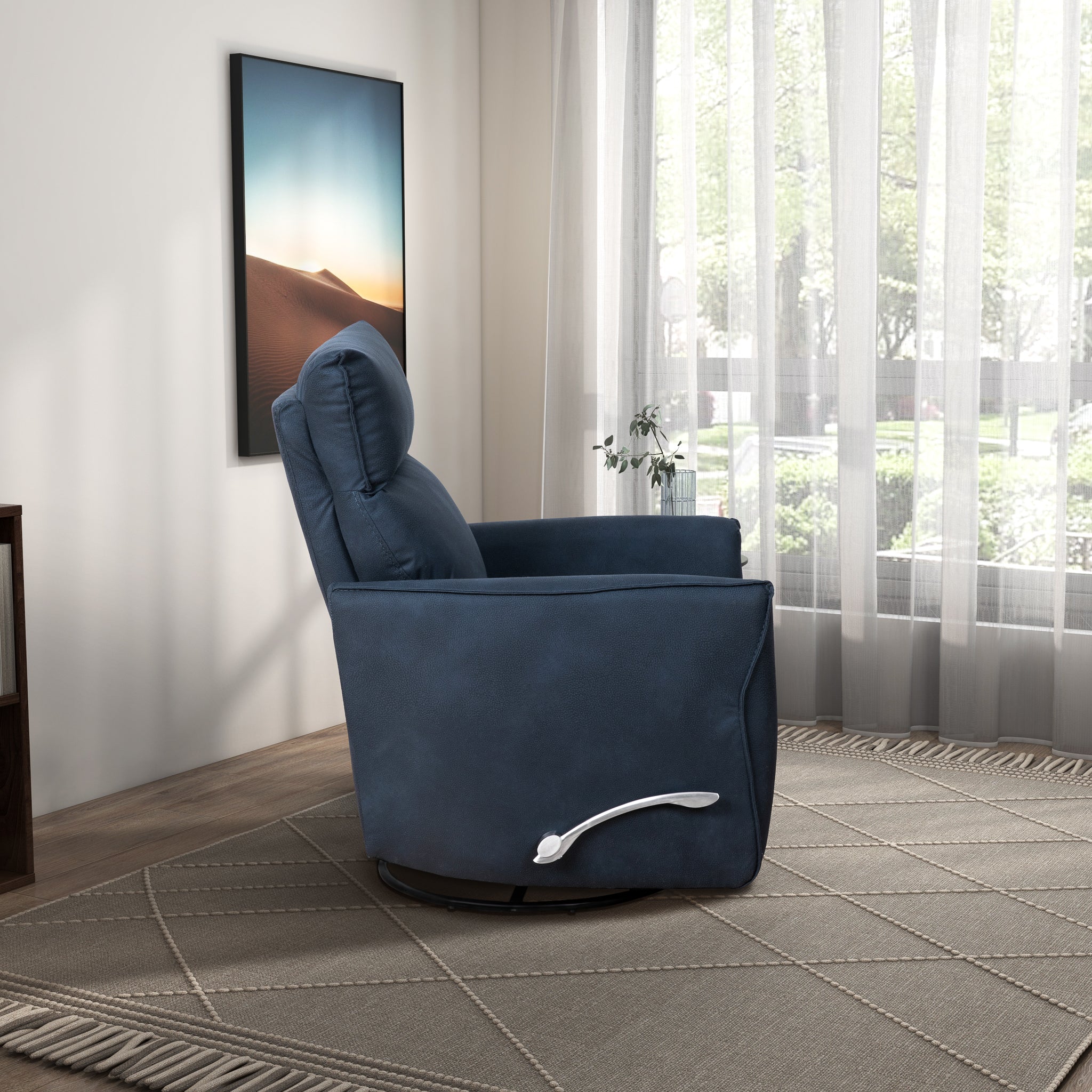 Knox Suede Swivel Glider Recliner Chair