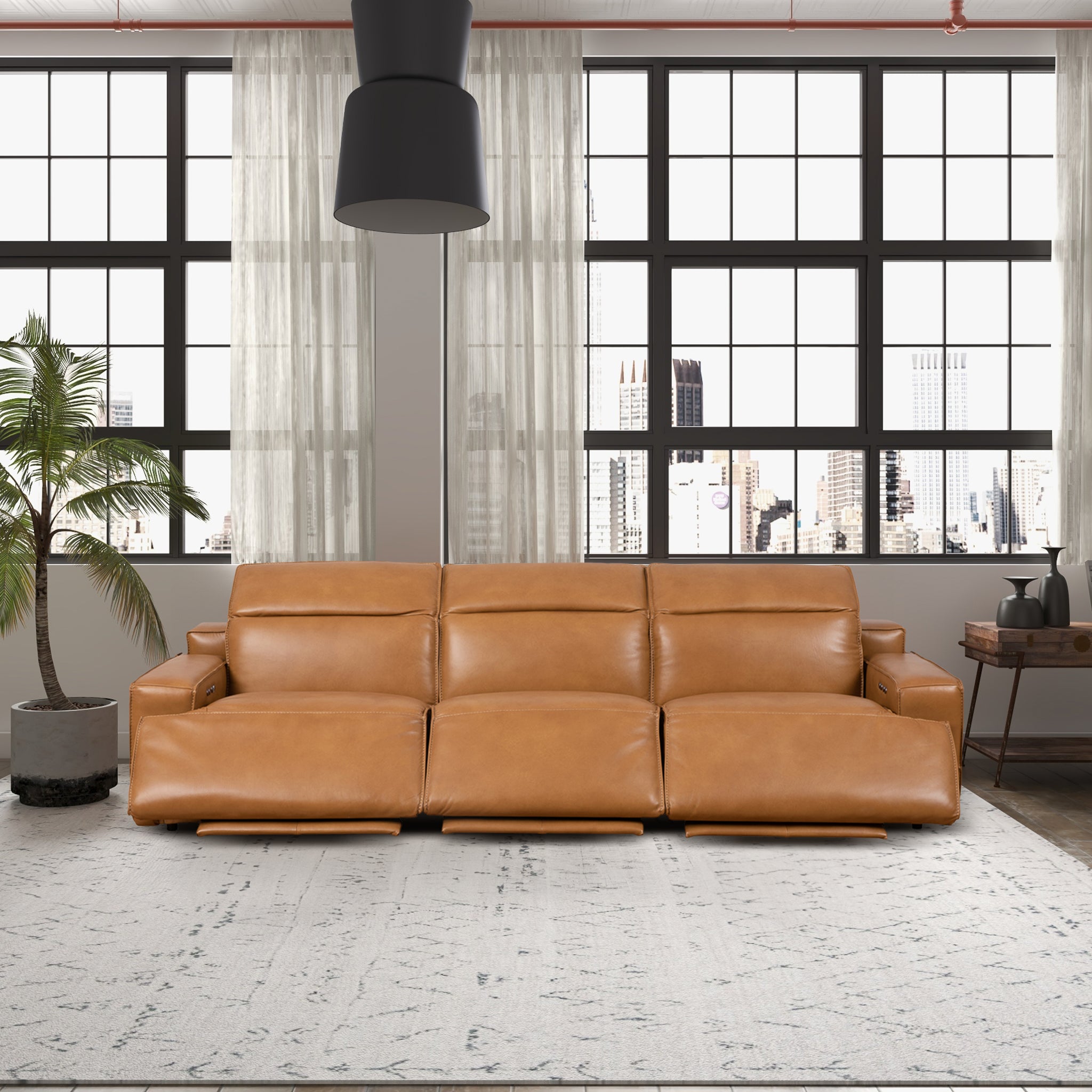 Lucas Leather Triple PWR Recliner Sofa