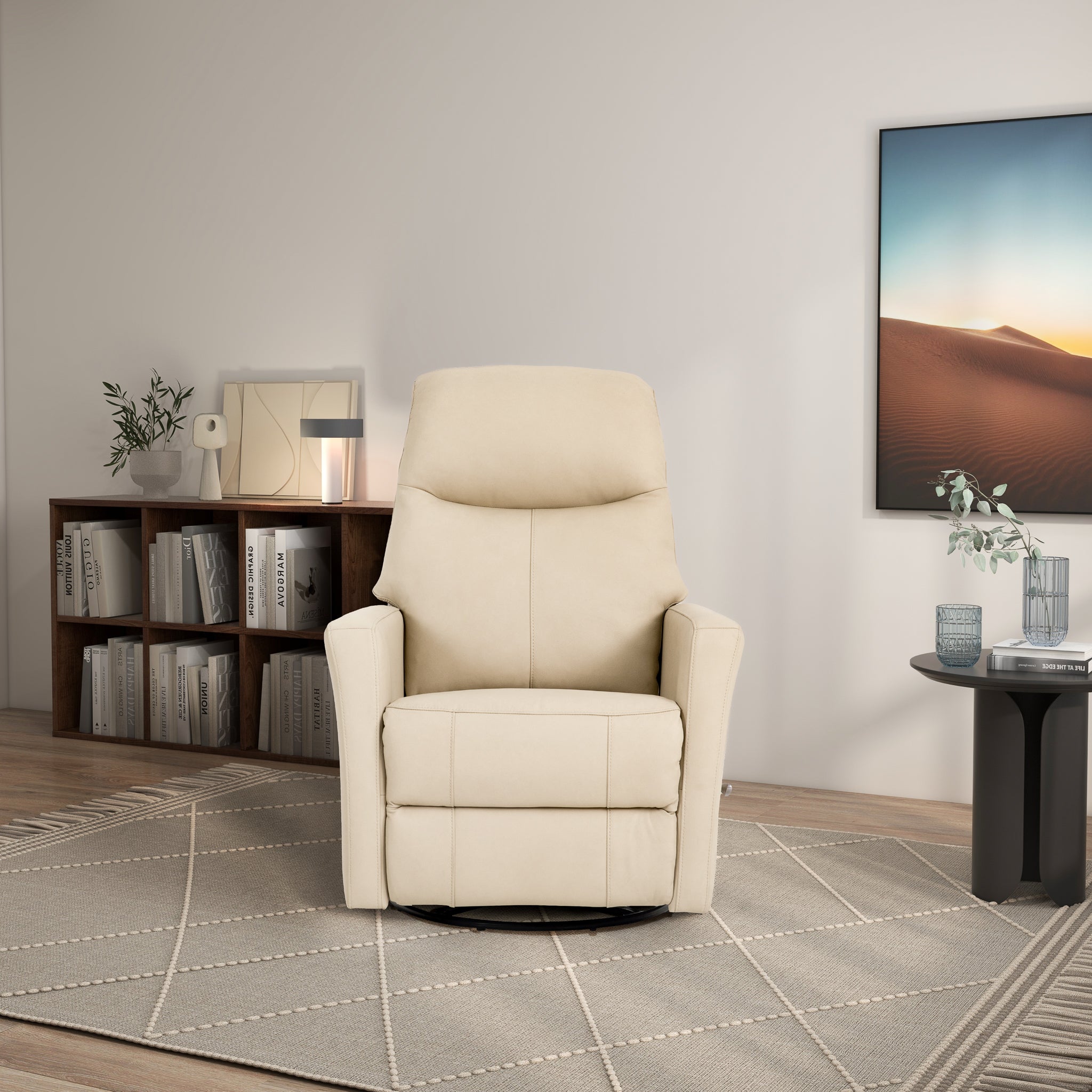 Rowan Leather Swivel Glider Recliner Chair