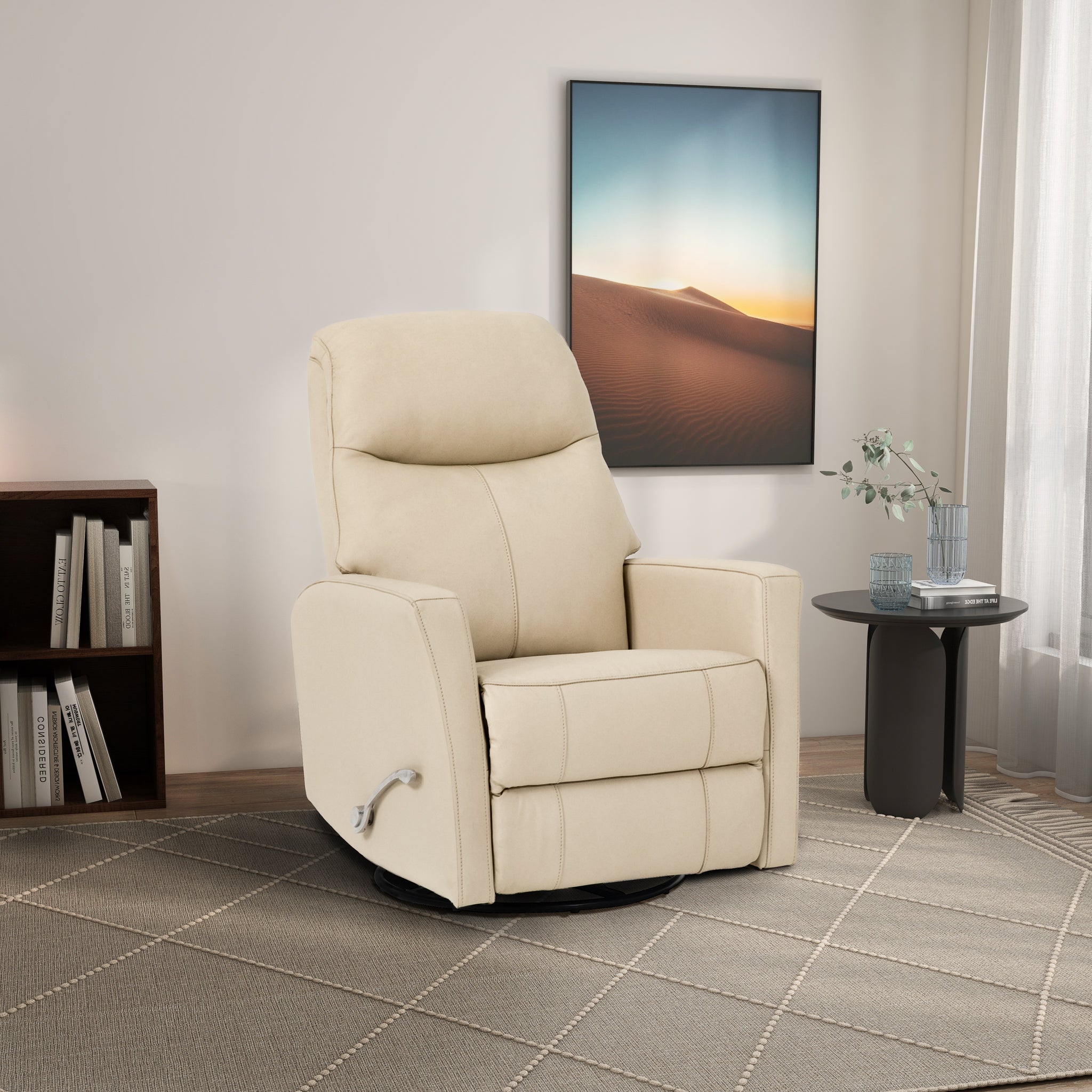 Rowan Leather Swivel Glider Recliner Chair