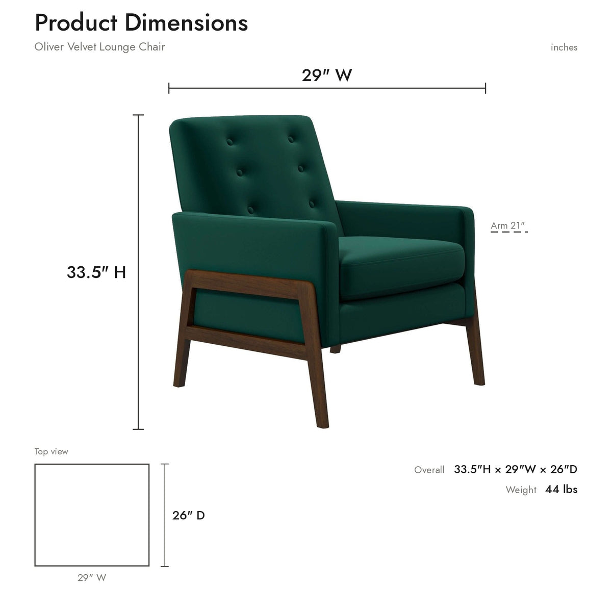 Product dimensions diagram