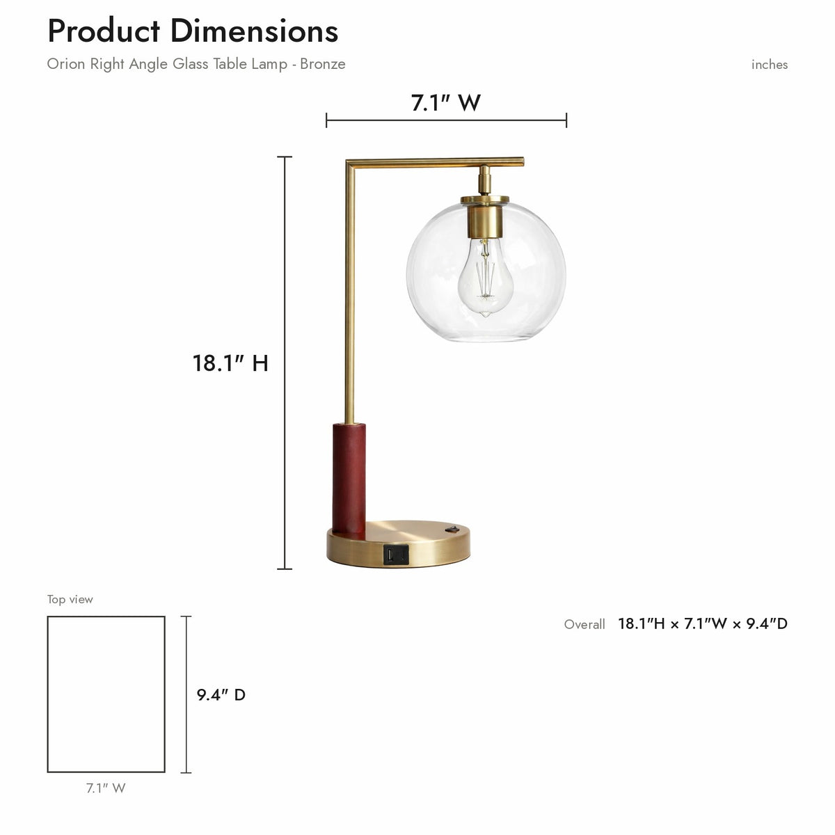 Product dimensions diagram